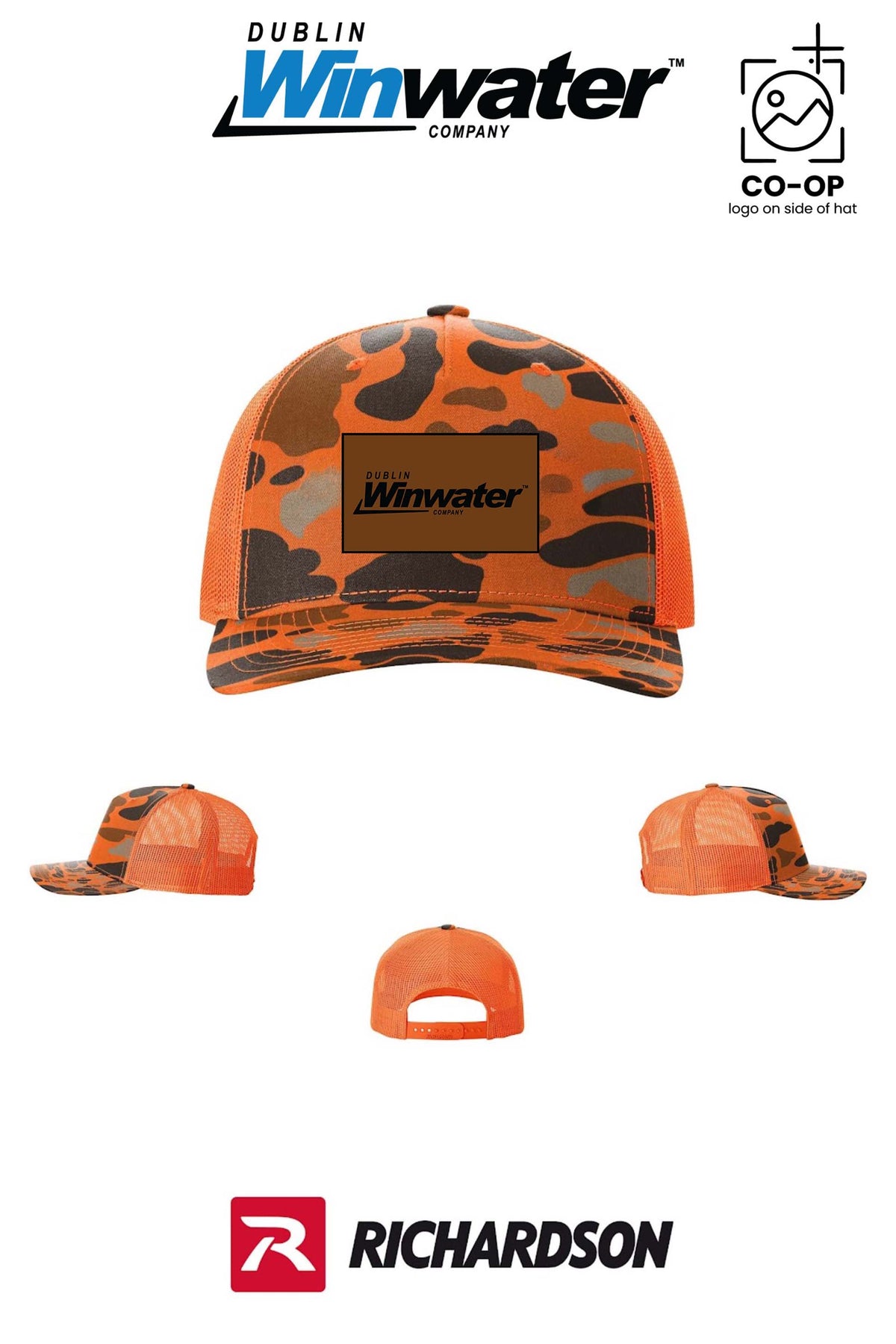 Richardson 112PFP Printed Five-Panel Trucker *faux leather patch* - Dublin Winwater