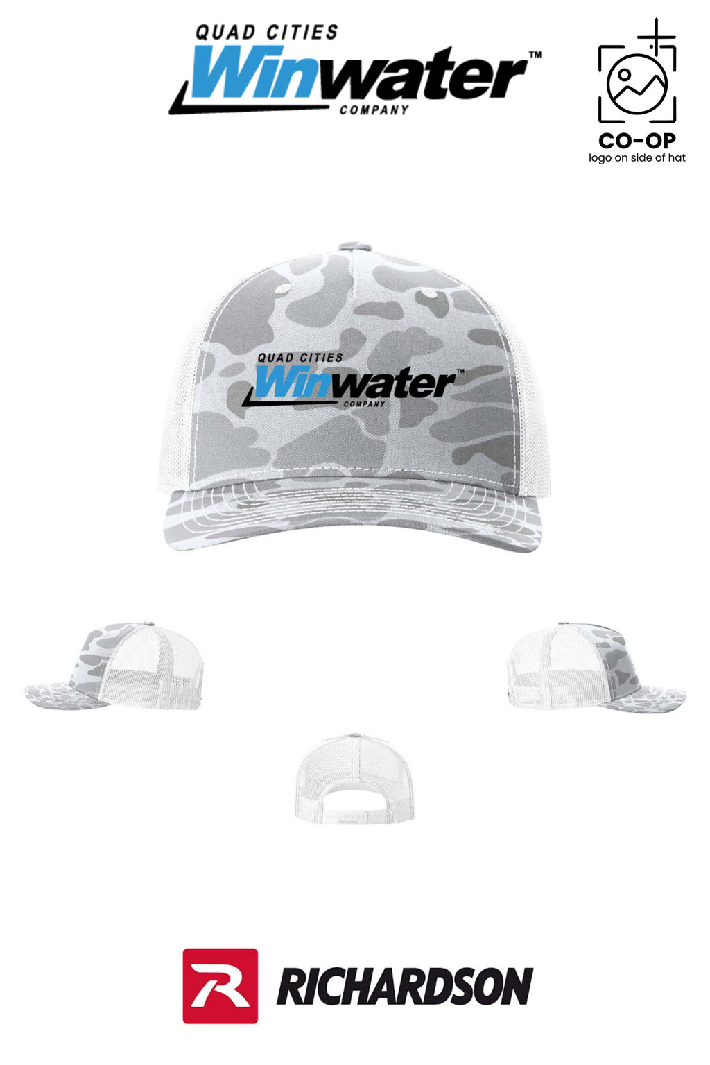 Richardson 112PFP Printed Five-Panel Trucker - Quad Cities Winwater