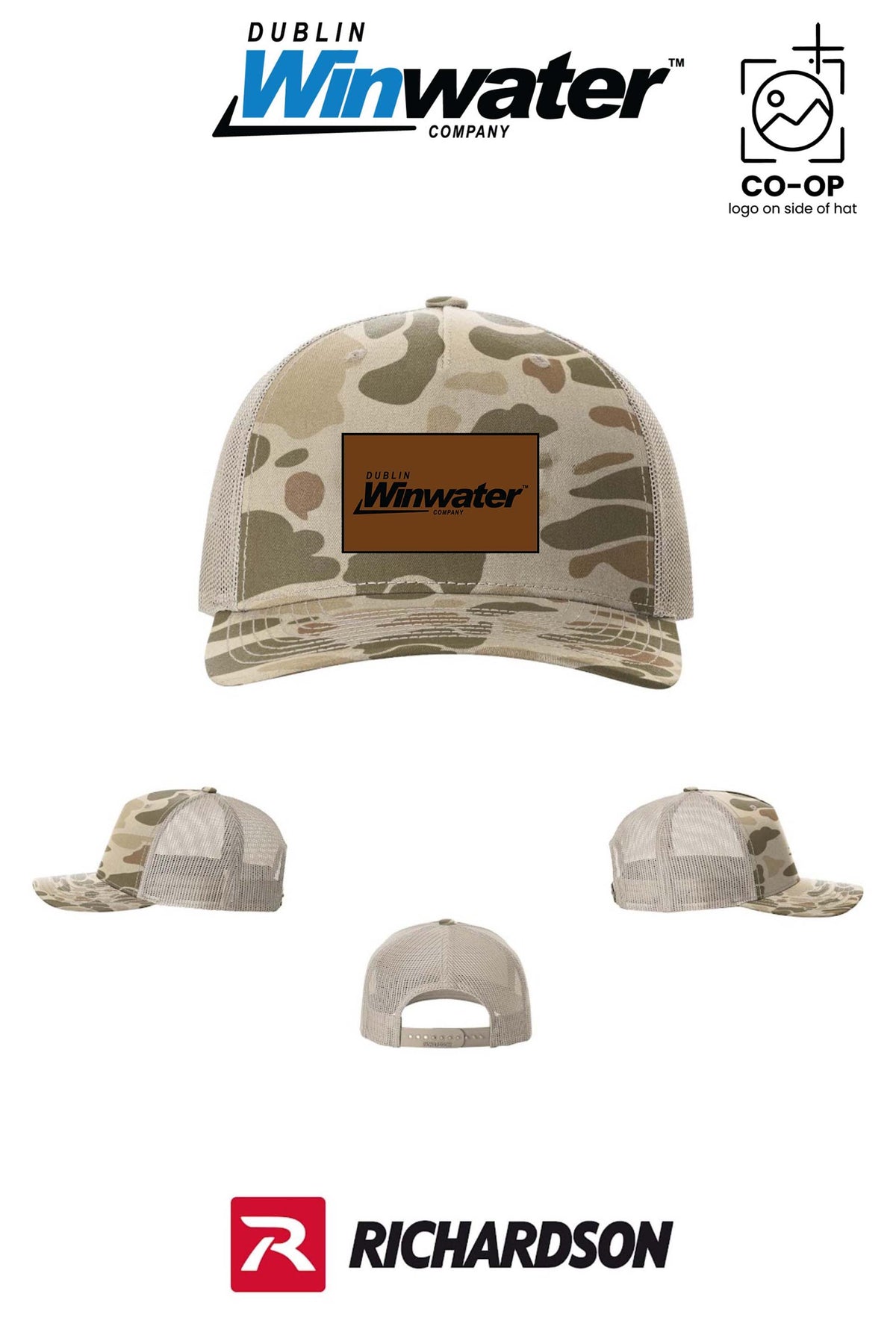 Richardson 112PFP Printed Five-Panel Trucker *faux leather patch* - Dublin Winwater
