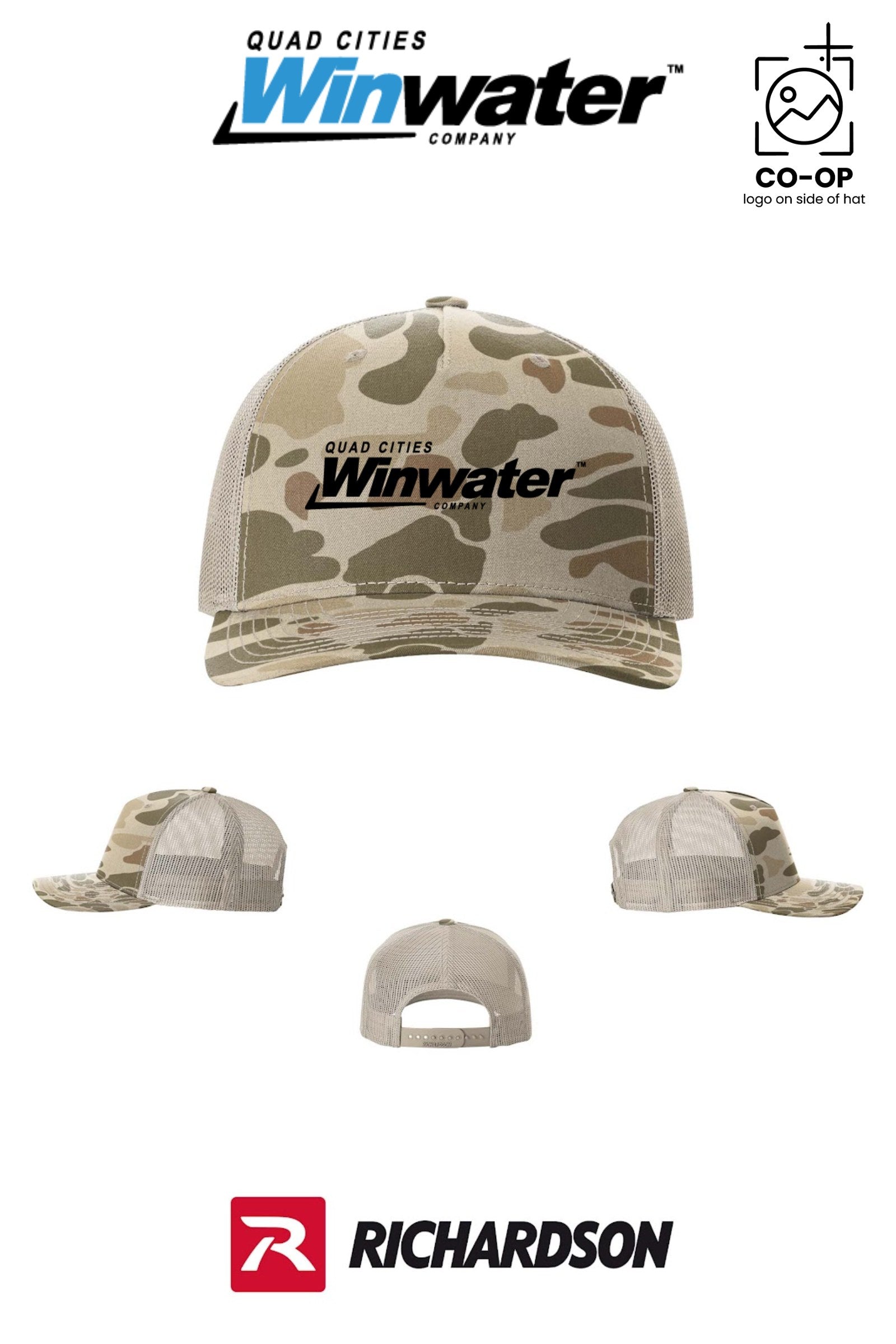 Richardson 112PFP Printed Five-Panel Trucker - Quad Cities Winwater