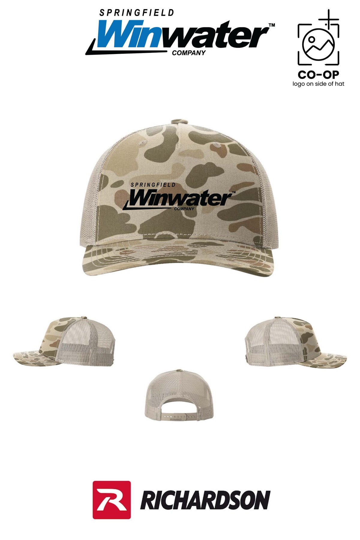 Richardson 112PFP Printed Five-Panel Trucker - Springfield Winwater