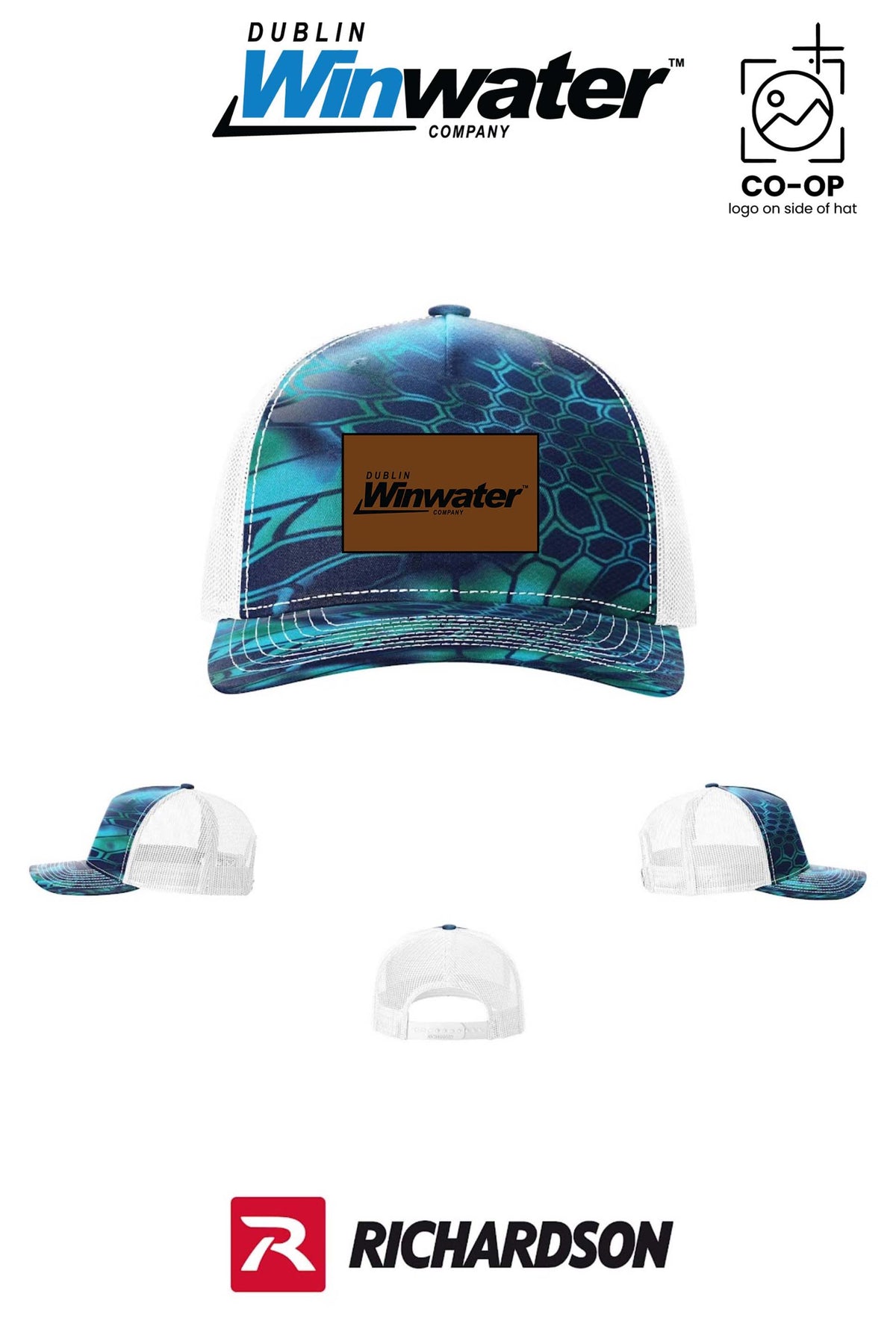 Richardson 112PFP Printed Five-Panel Trucker *faux leather patch* - Dublin Winwater
