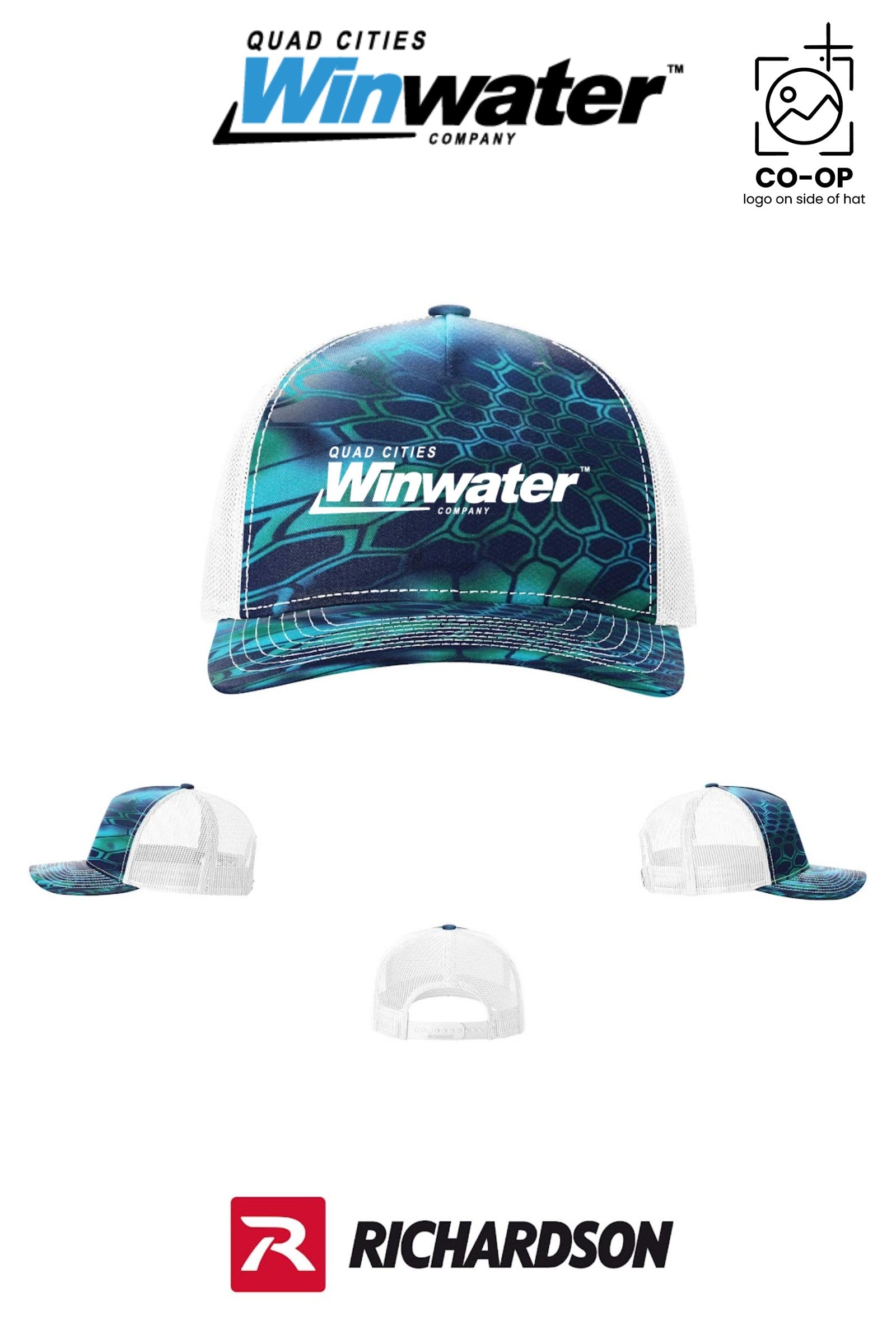 Richardson 112PFP Printed Five-Panel Trucker - Quad Cities Winwater