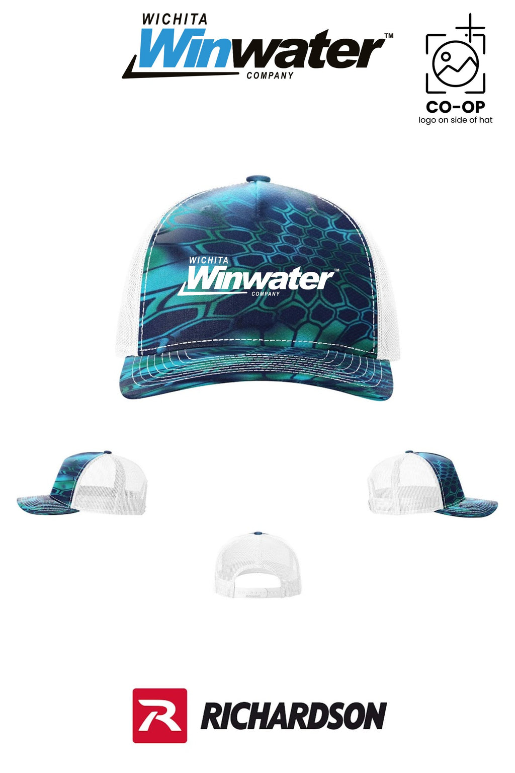 Richardson 112PFP Printed Five-Panel Trucker - Wichita Winwater