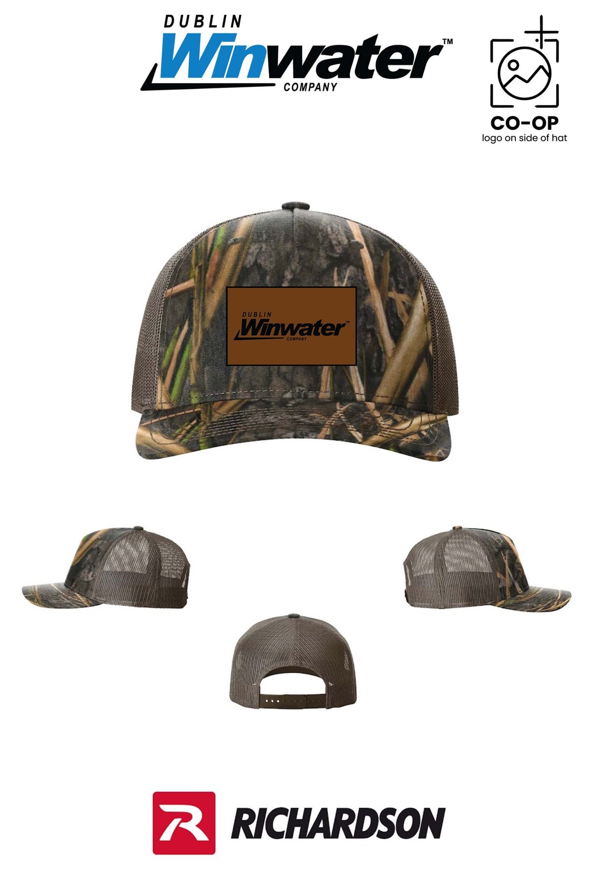 Richardson 112PFP Printed Five-Panel Trucker *faux leather patch* - Dublin Winwater