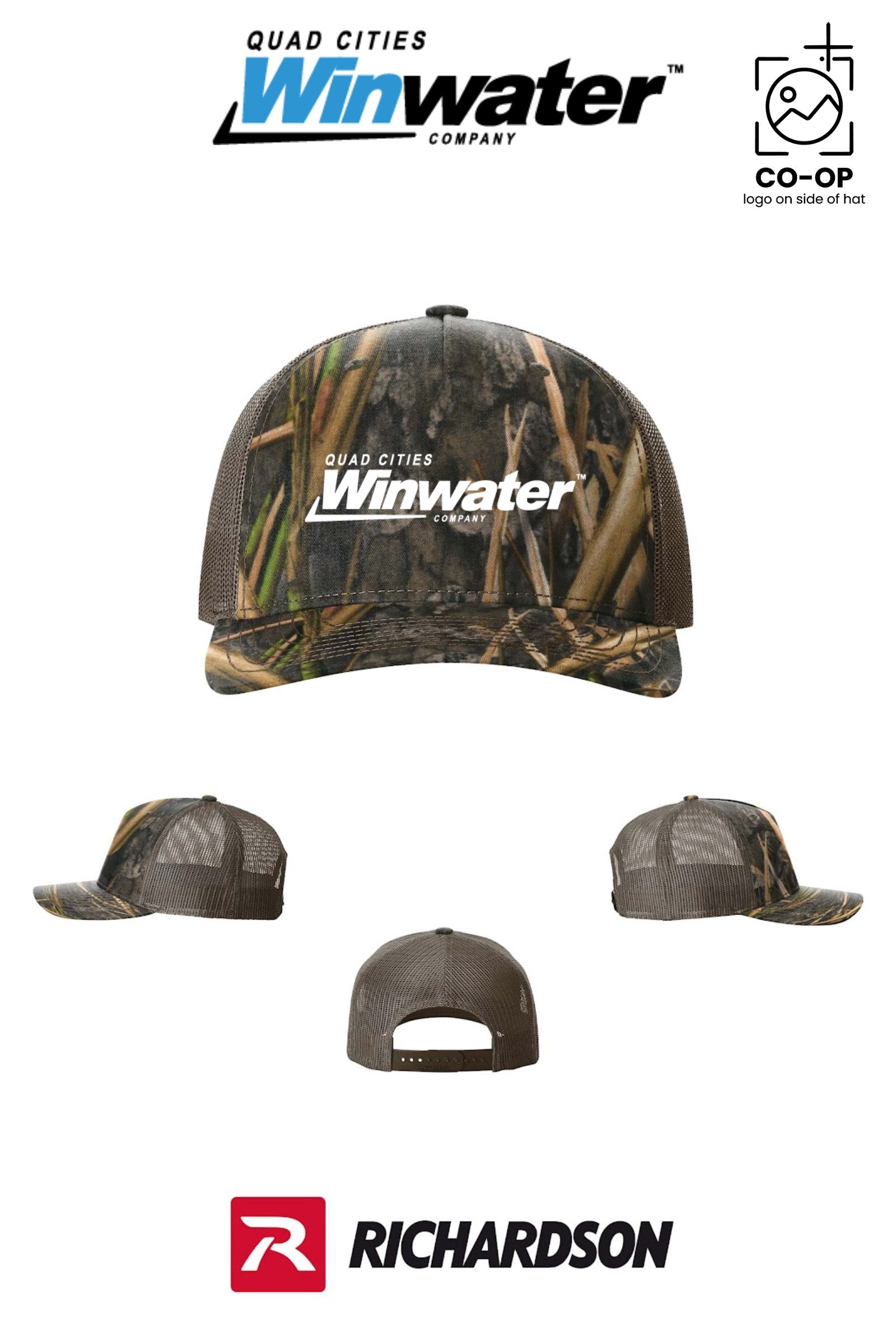 Richardson 112PFP Printed Five-Panel Trucker - Quad Cities Winwater