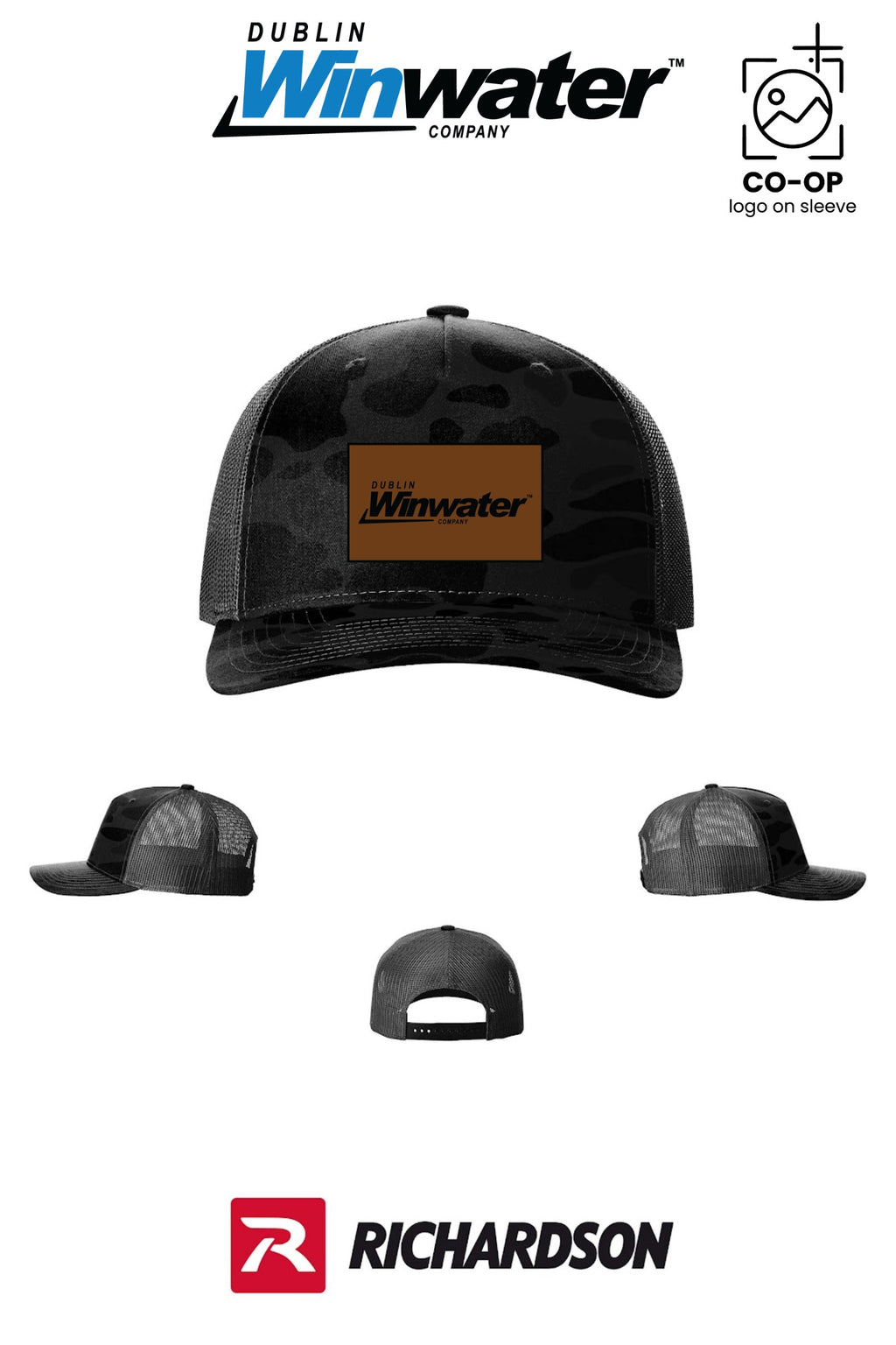 Richardson 112PFP Printed Five-Panel Trucker *faux leather patch* - Dublin Winwater