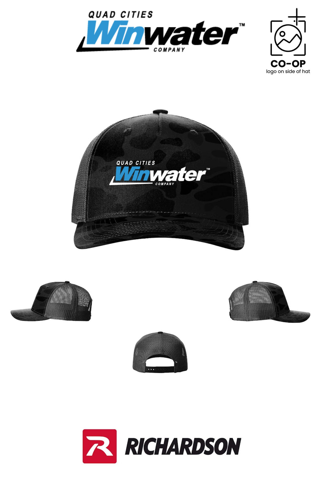 Richardson 112PFP Printed Five-Panel Trucker - Quad Cities Winwater