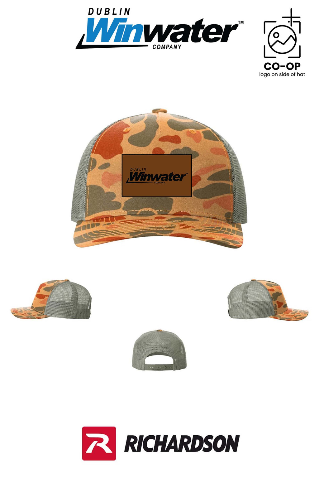 Richardson 112PFP Printed Five-Panel Trucker *faux leather patch* - Dublin Winwater