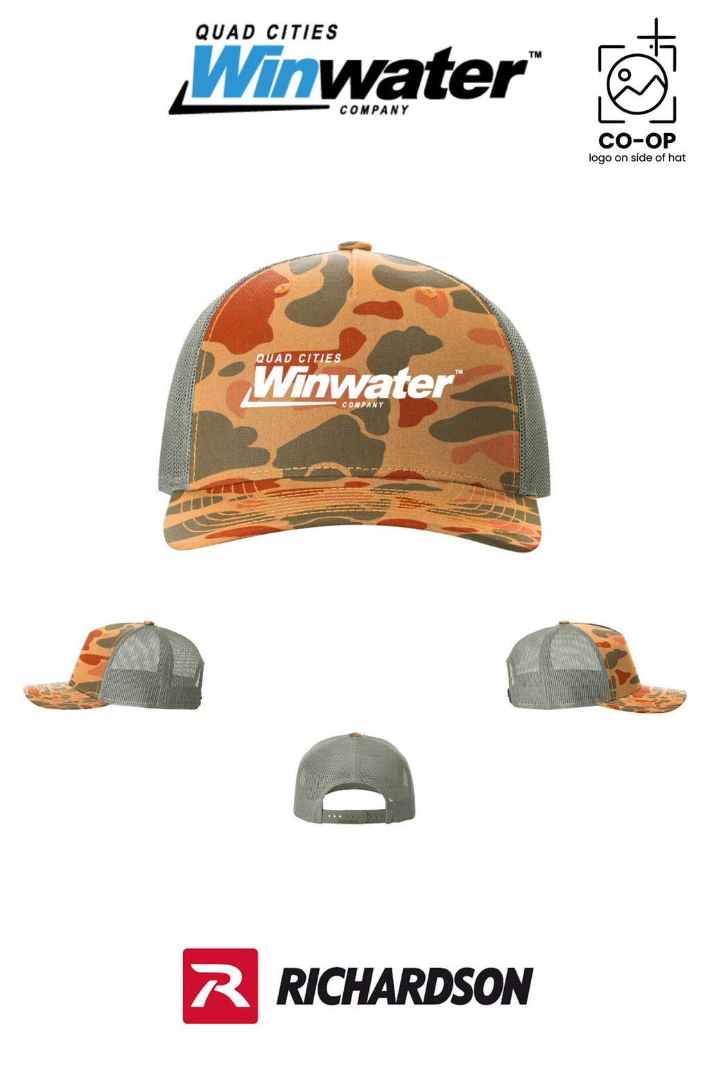 Richardson 112PFP Printed Five-Panel Trucker - Quad Cities Winwater