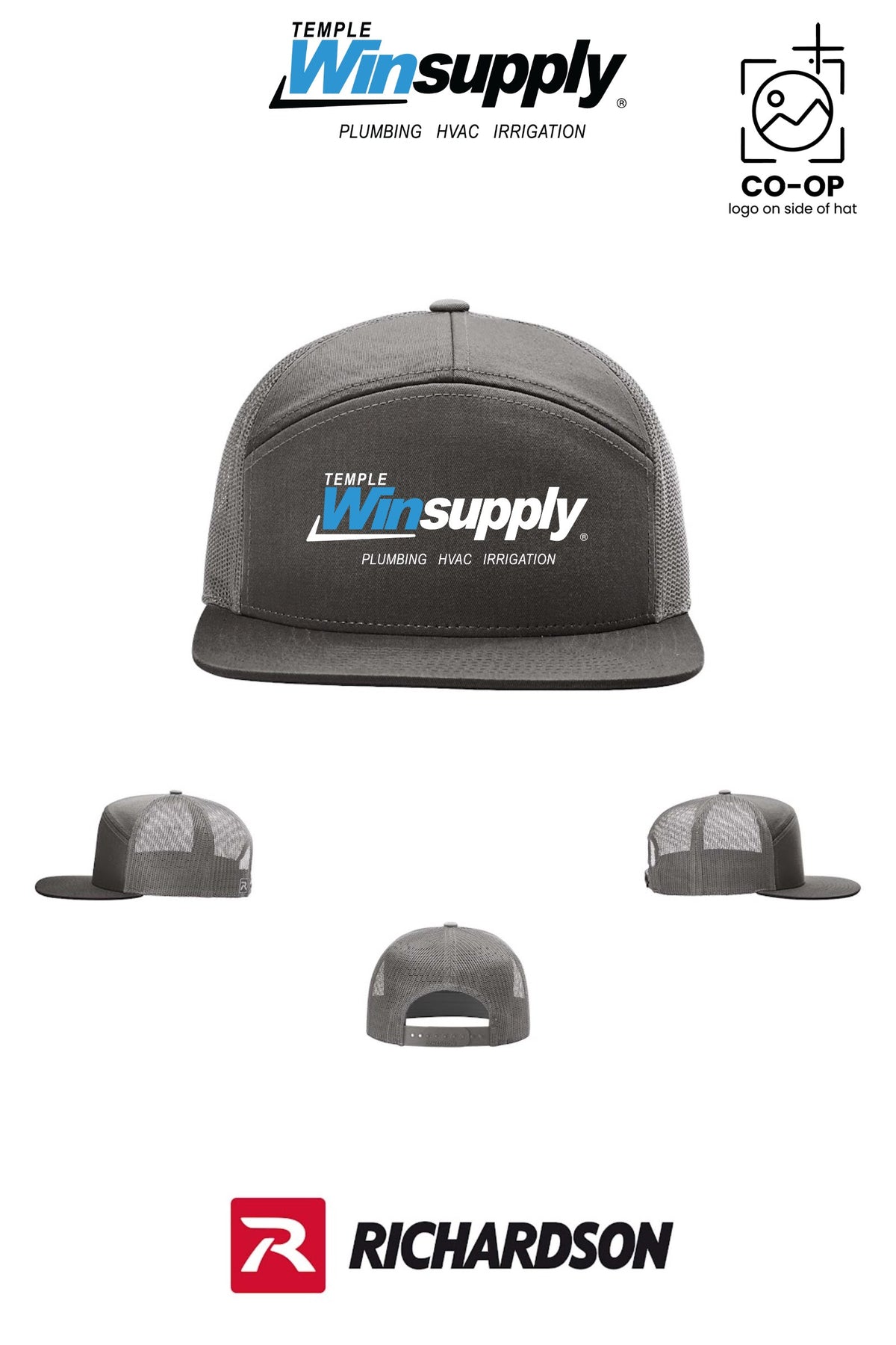 Richardson 168 Seven-Panel Trucker - Temple Winsupply
