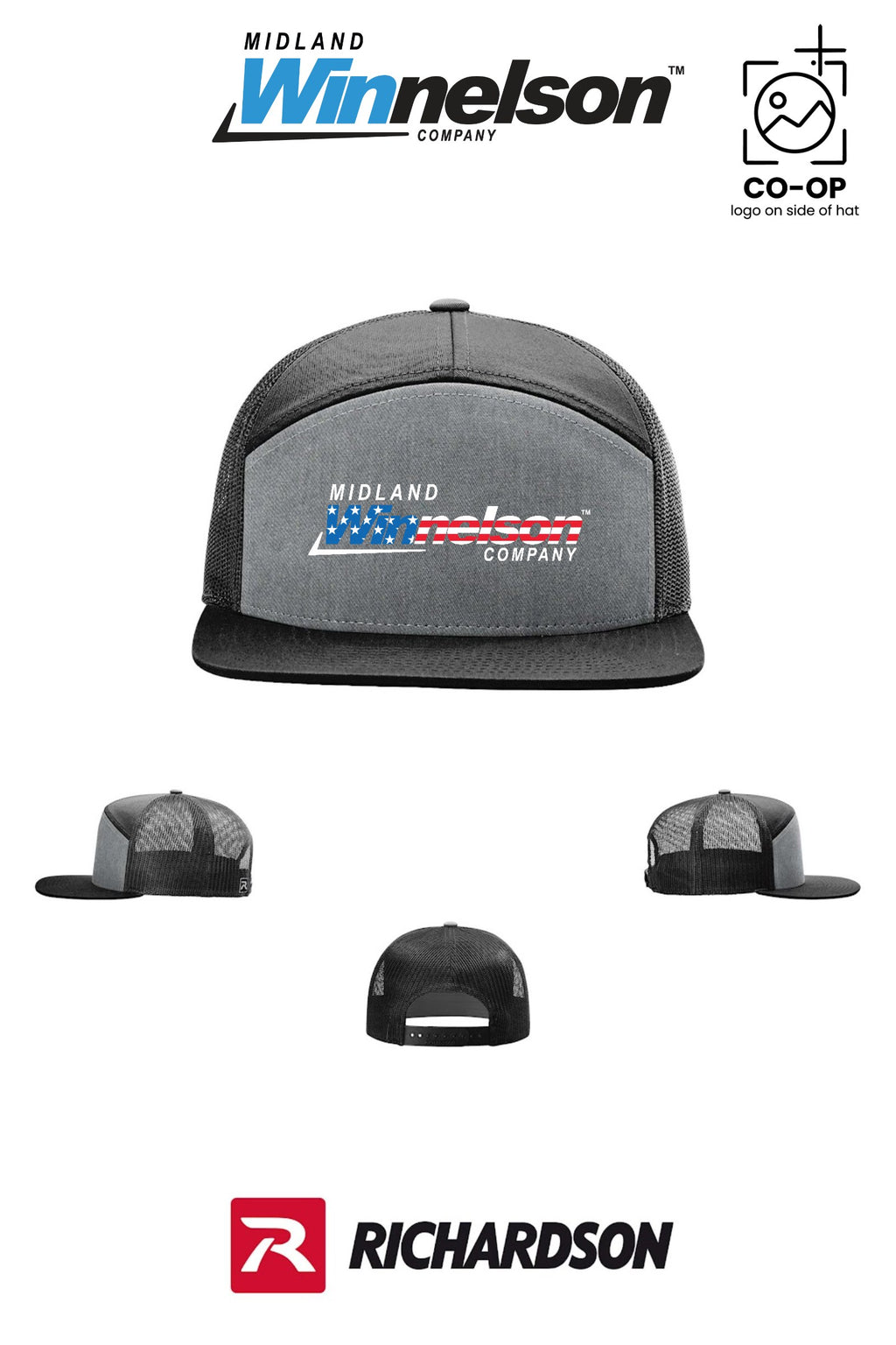 Richardson 168 Seven-Panel Trucker - Midland Winnelson - Patriot