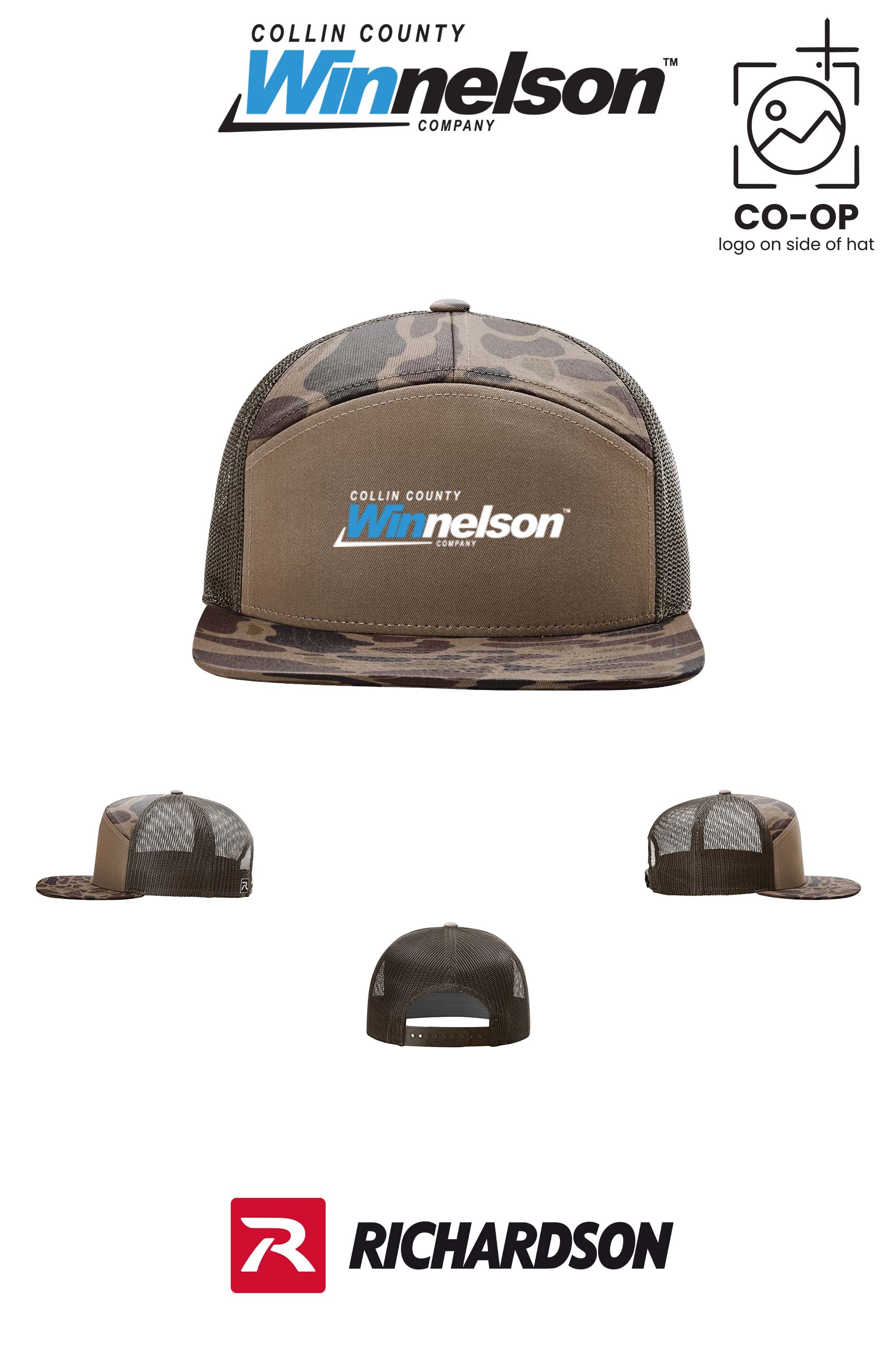 Richardson 168P Printed Seven-Panel Trucker- Collin County Winnelson