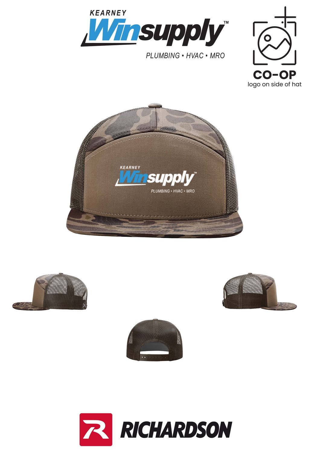 Richardson 168P Printed Seven-Panel Trucker- Kearney Winsupply