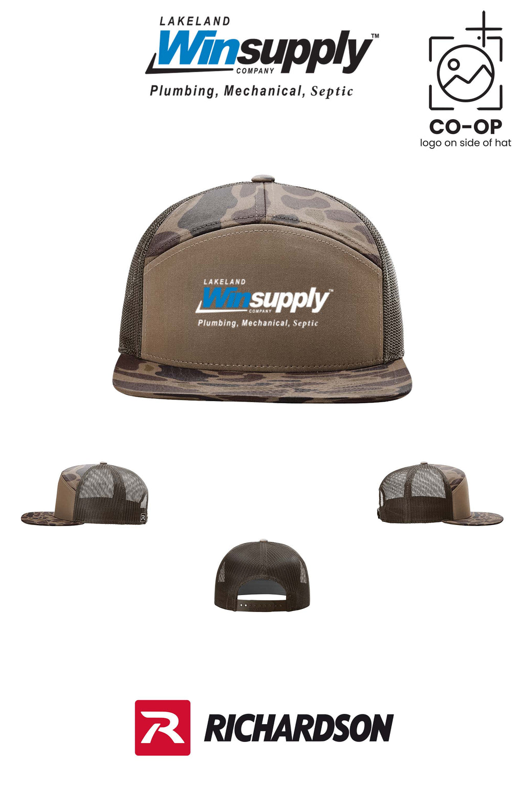 Richardson 168P Printed Seven-Panel Trucker- Lakeland Winsupply