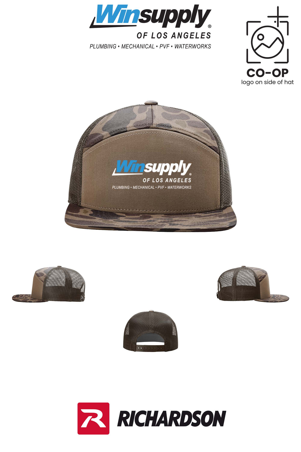 Richardson 168P Printed Seven-Panel Trucker- Winsupply of Los Angeles