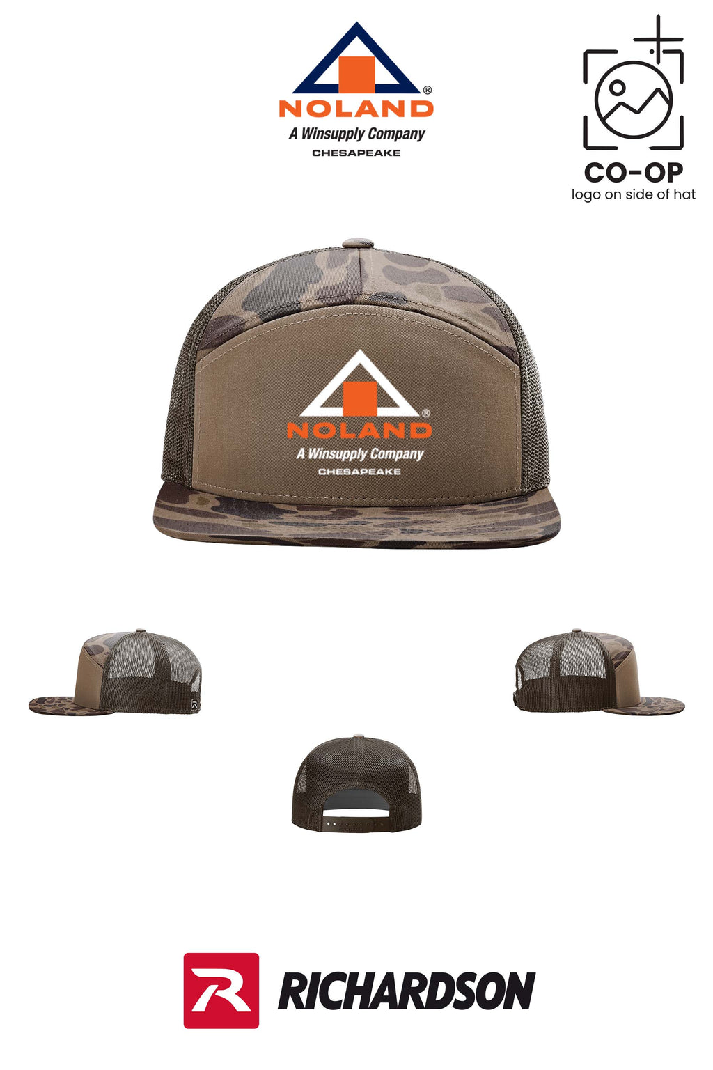 Richardson 168P Printed Seven-Panel Trucker- Noland Company Chesapeake