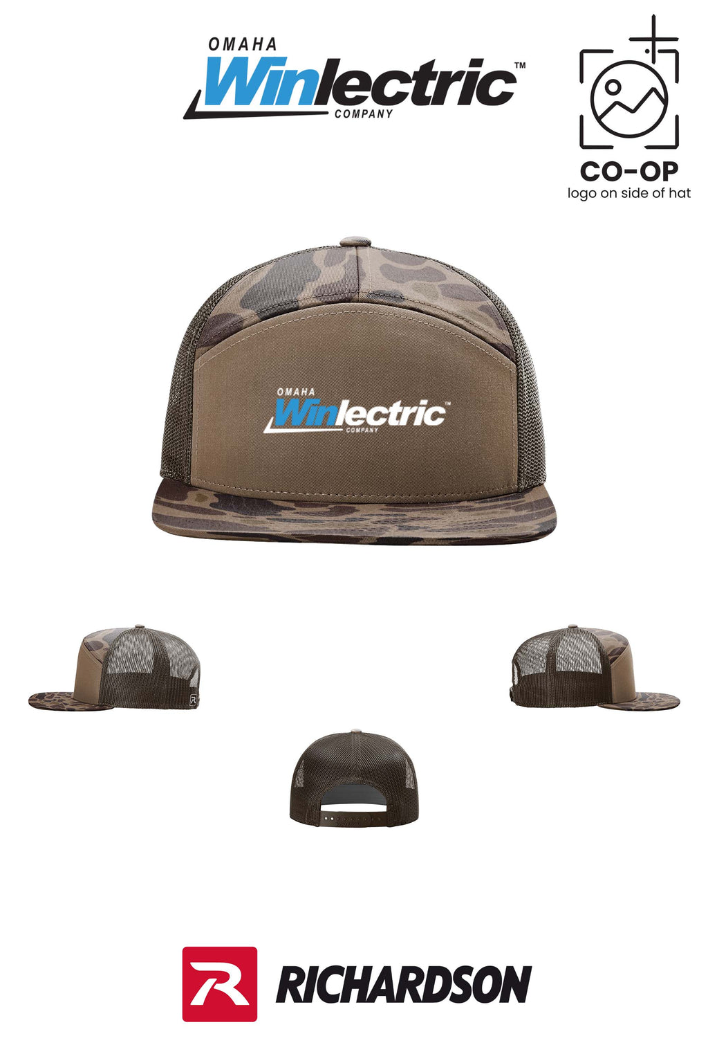 Richardson 168P Printed Seven-Panel Trucker- Omaha Winlectric