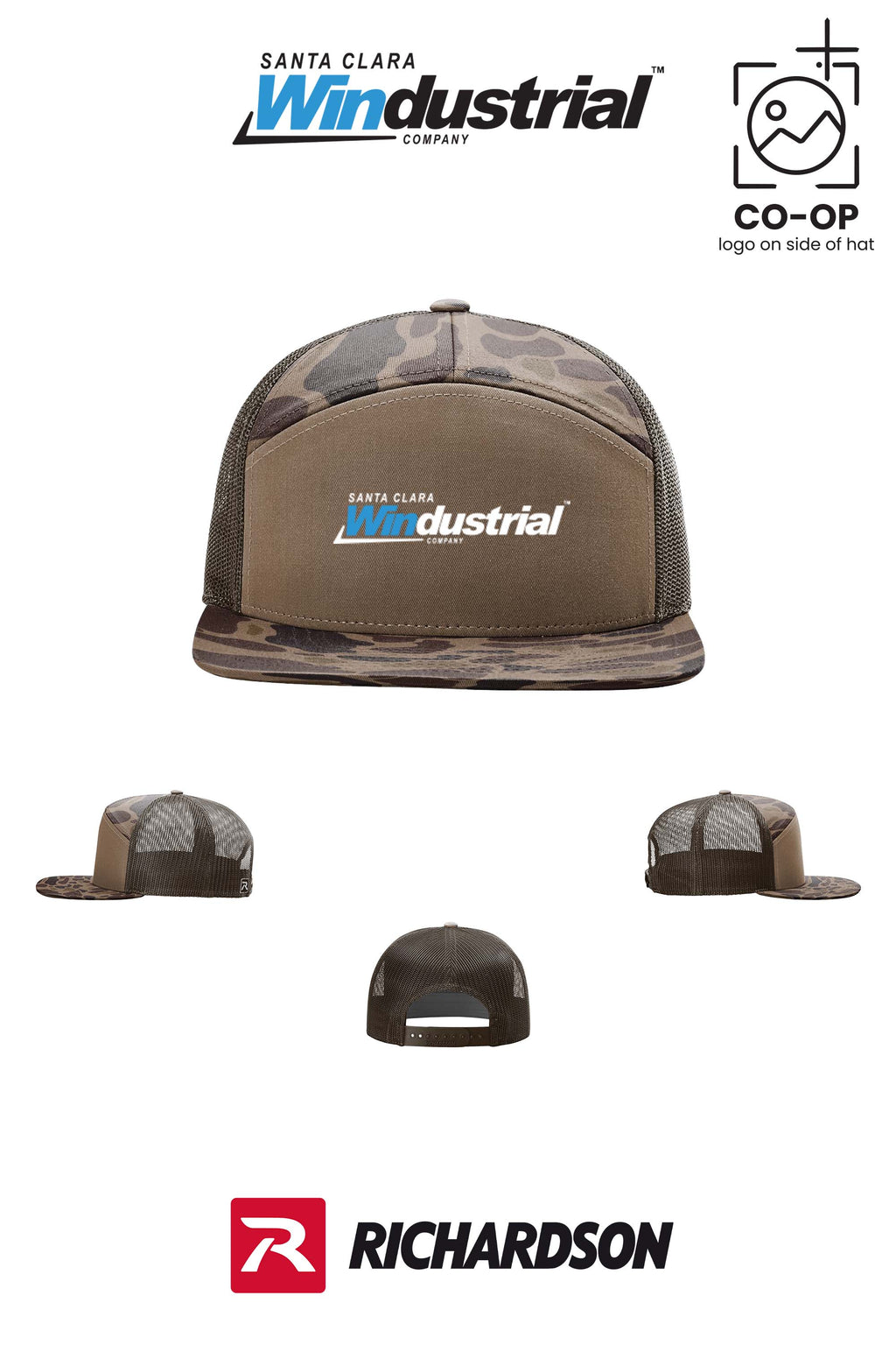 Richardson 168P Printed Seven-Panel Trucker- Santa Clara Windustrial