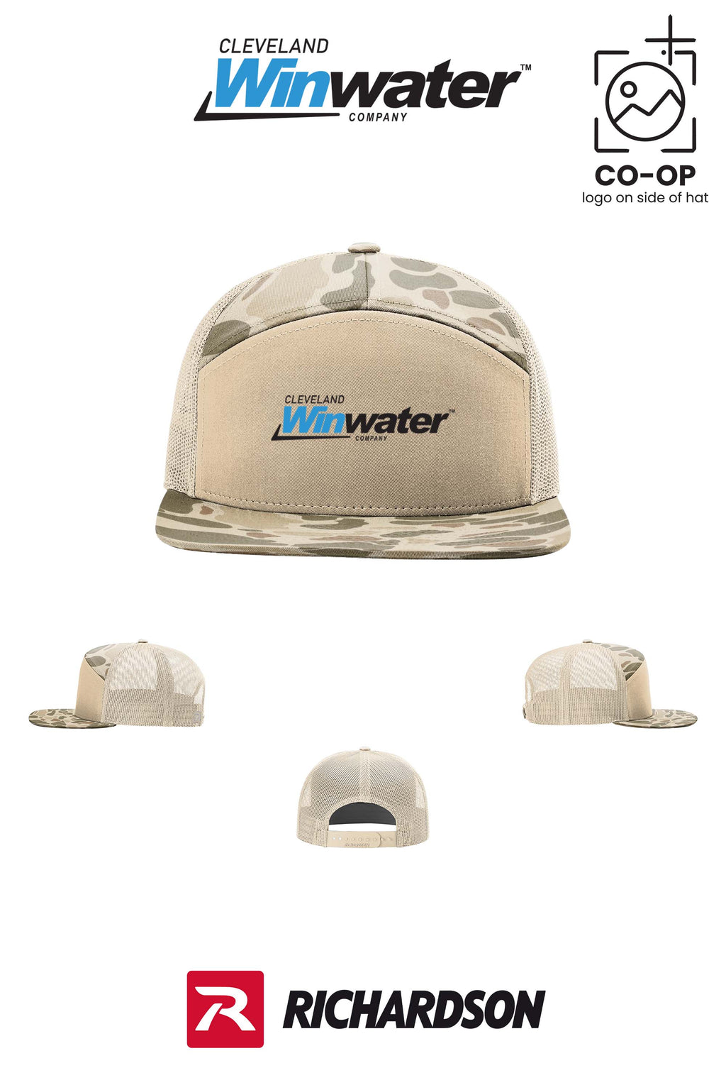 Richardson 168P Printed Seven-Panel Trucker- Winwater of Cleveland