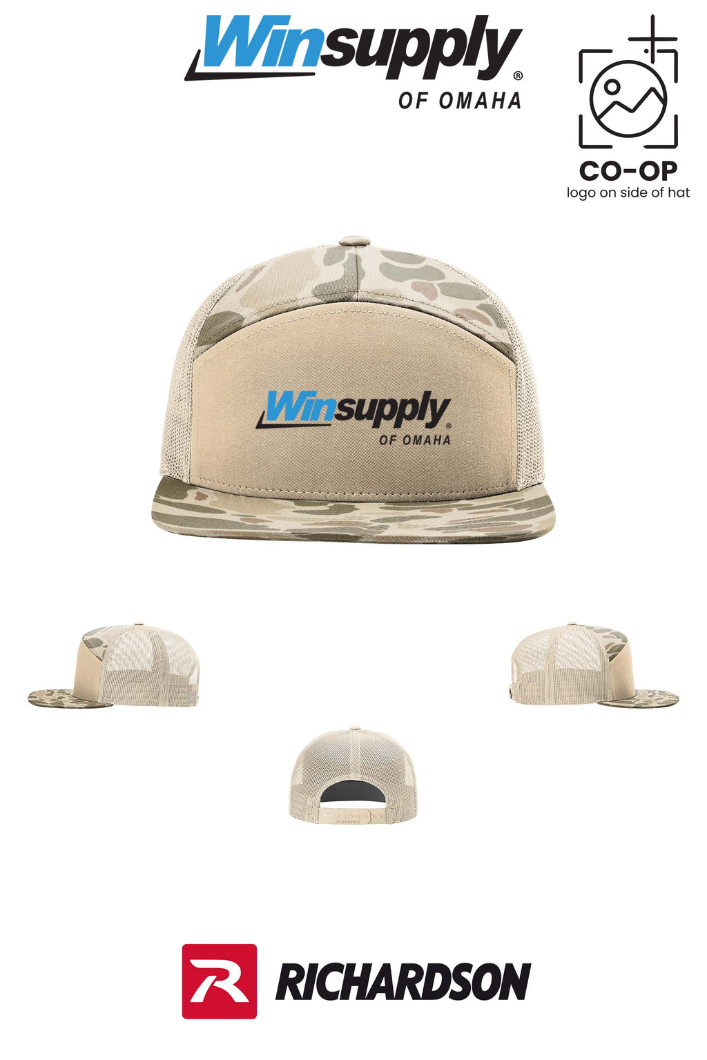 Richardson 168P Printed Seven-Panel Trucker- Winsupply of Omaha