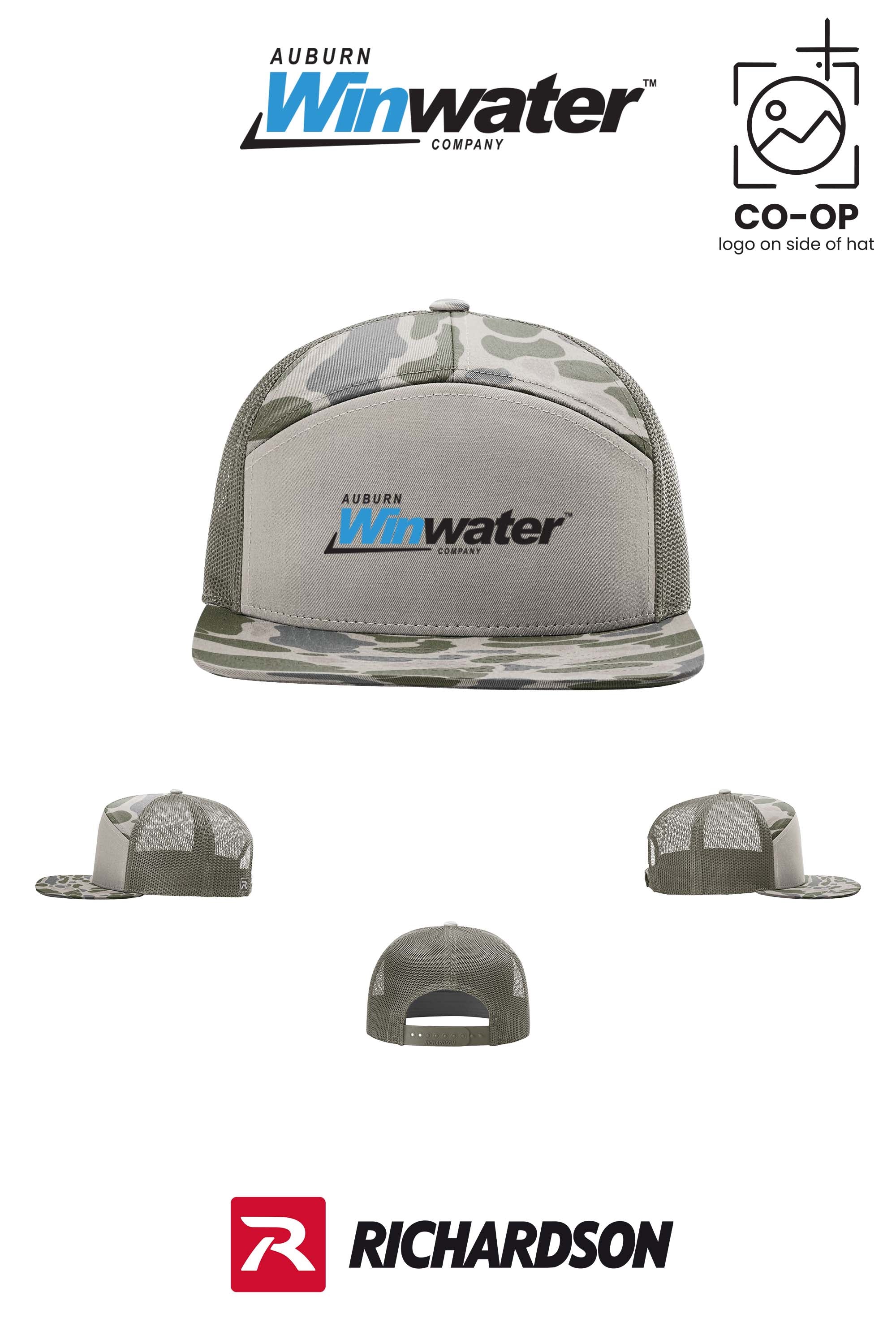Richardson 168P Printed Seven-Panel Trucker- Auburn Winwater