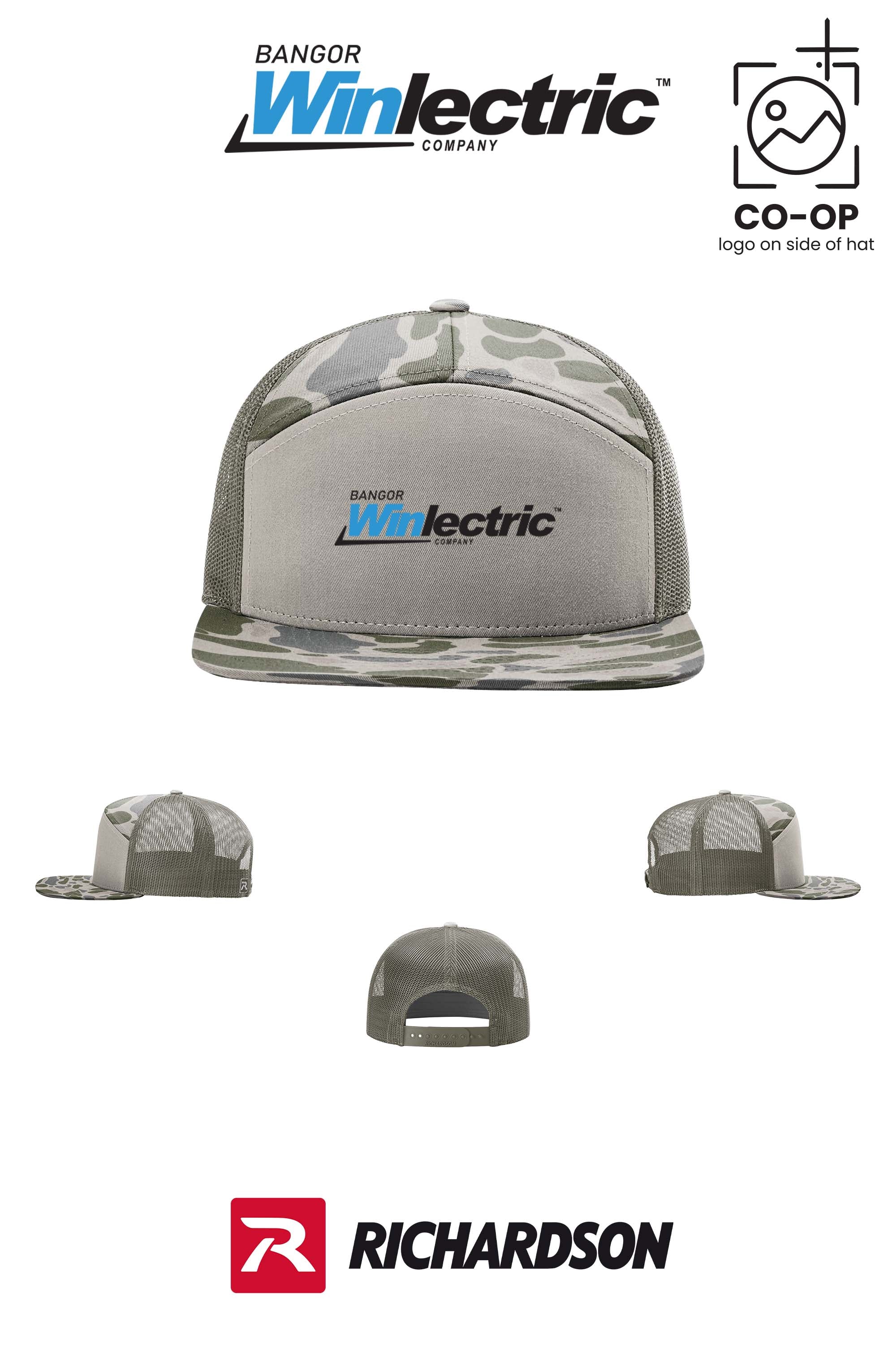 Richardson 168P Printed Seven-Panel Trucker- Winlectric Bangor