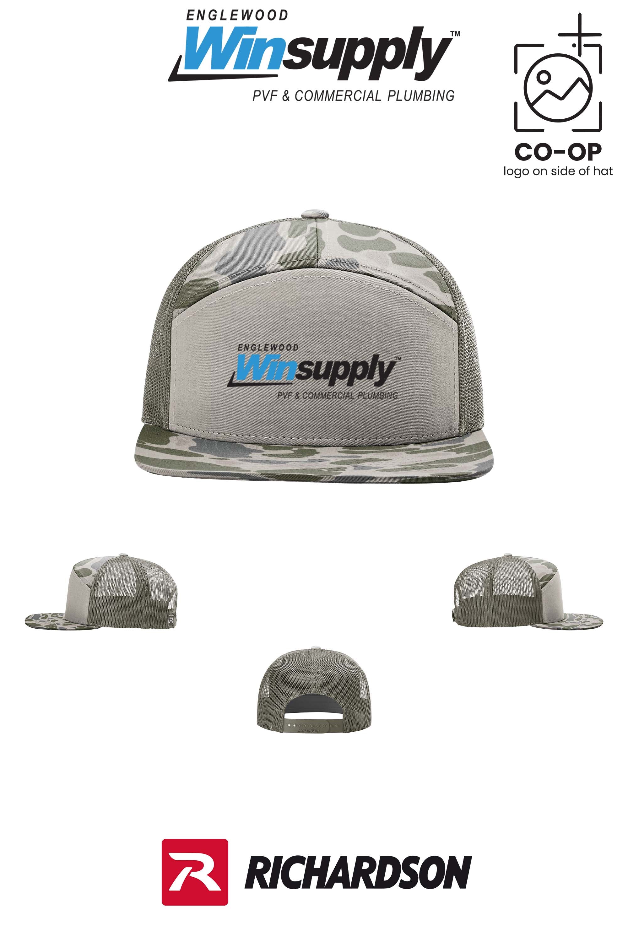 Richardson 168P Printed Seven-Panel Trucker- Englewood Winsupply