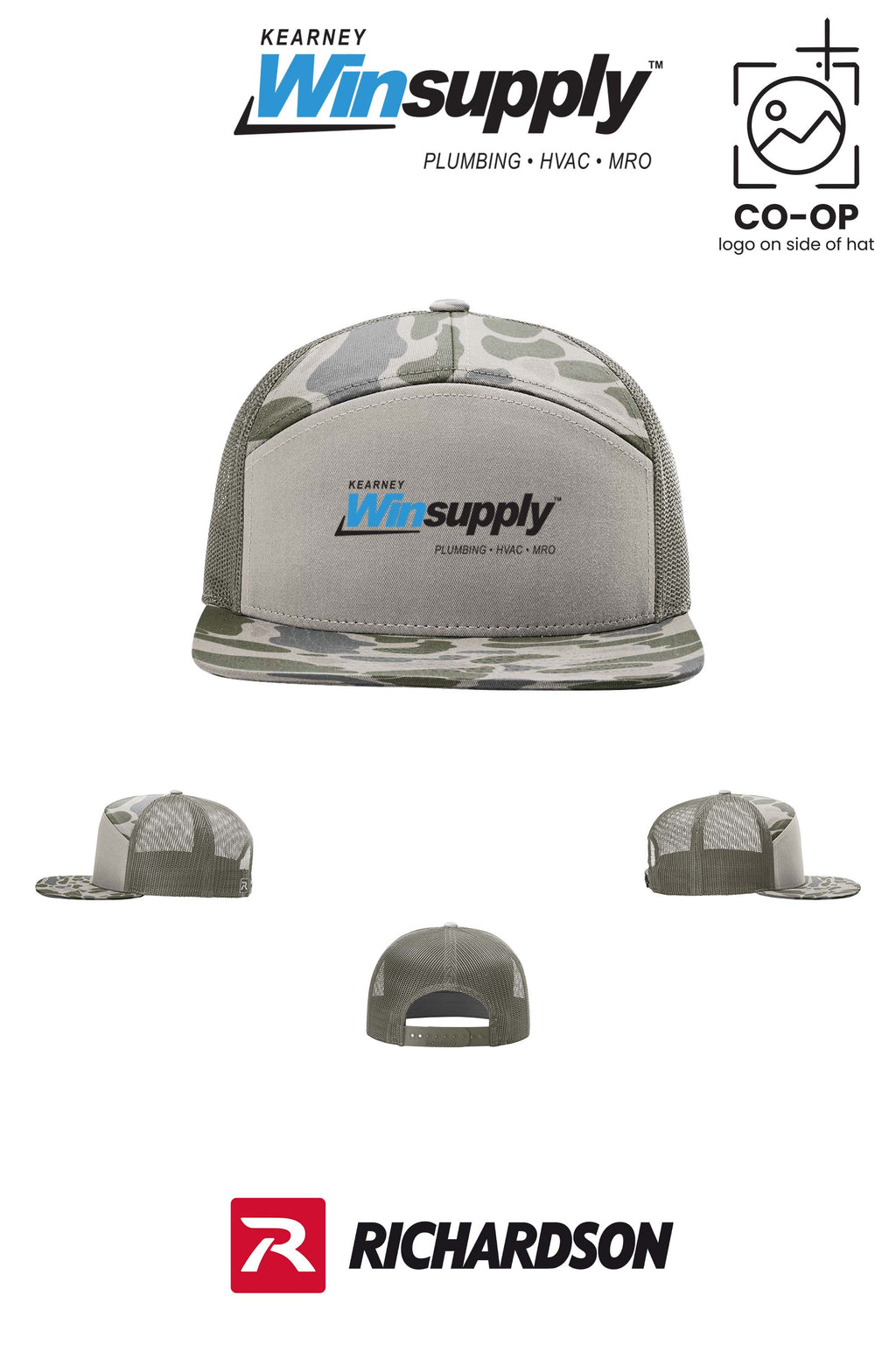 Richardson 168P Printed Seven-Panel Trucker- Kearney Winsupply