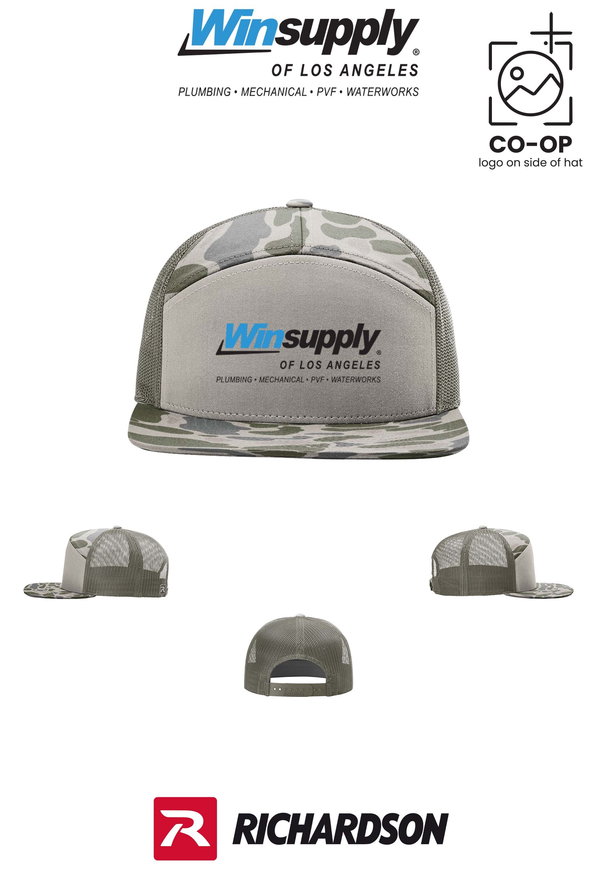 Richardson 168P Printed Seven-Panel Trucker- Winsupply of Los Angeles