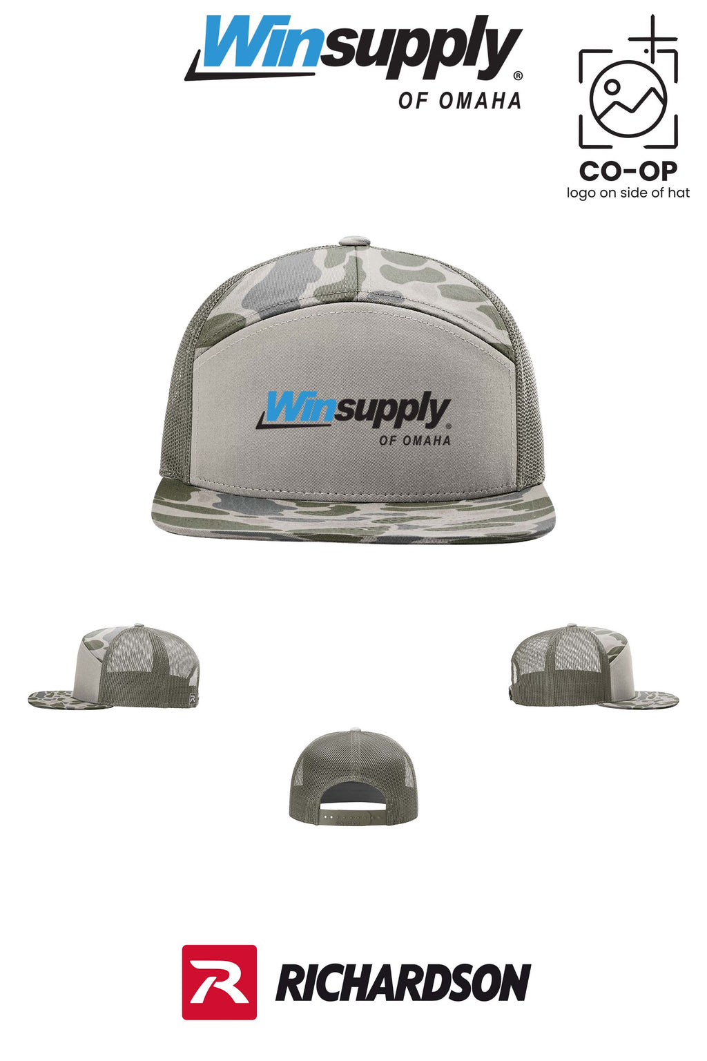 Richardson 168P Printed Seven-Panel Trucker- Winsupply of Omaha