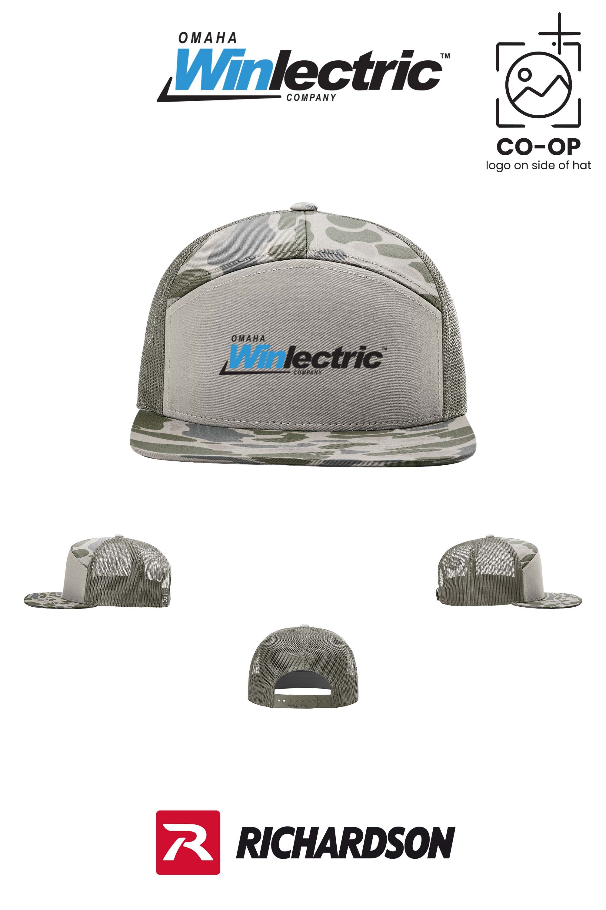 Richardson 168P Printed Seven-Panel Trucker- Omaha Winlectric
