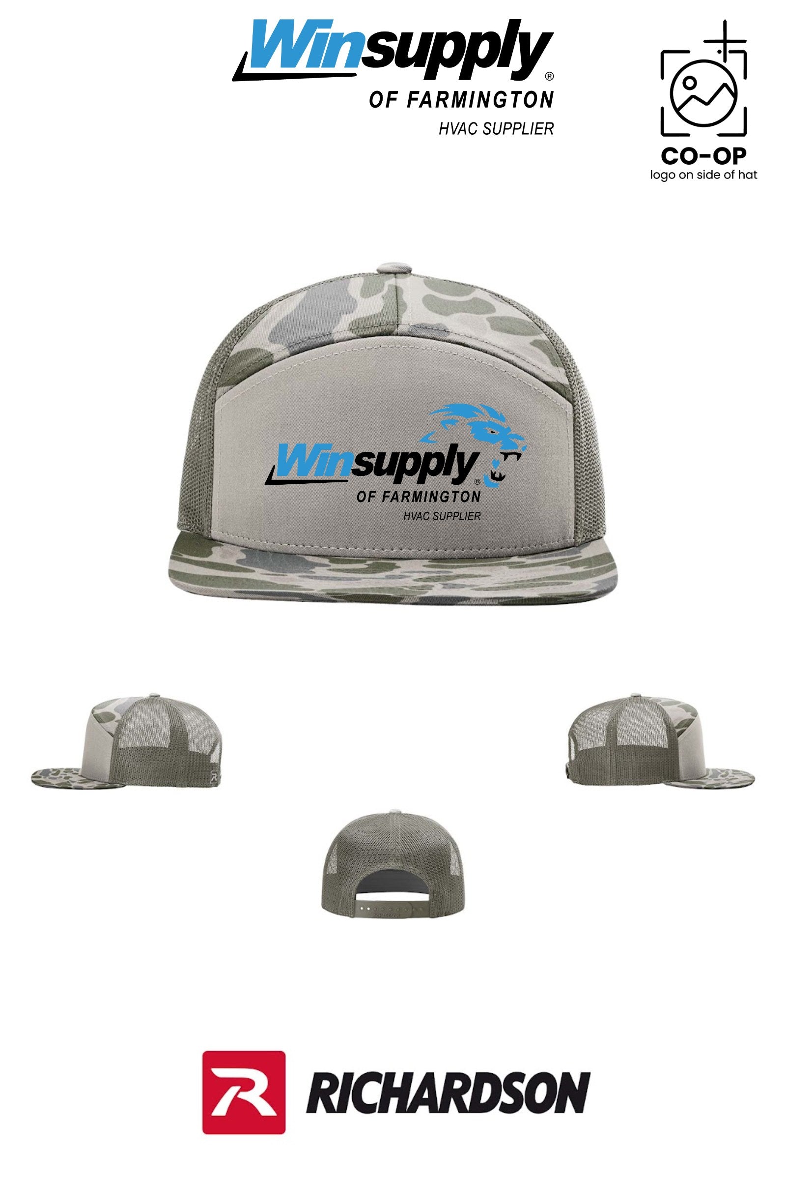 Richardson 168P Printed Seven-Panel Trucker- Winsupply of Farmington