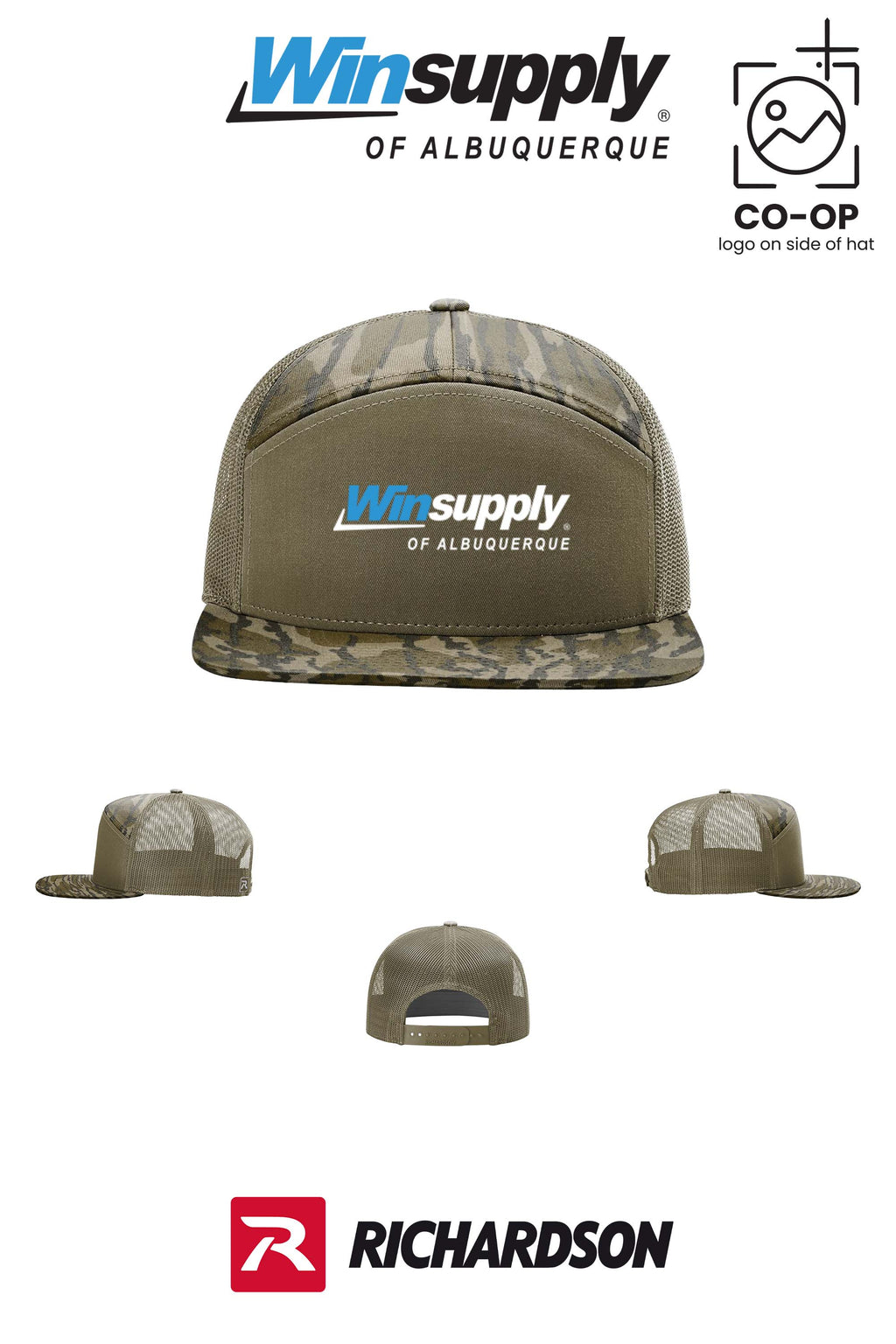 Richardson 168P Printed Seven-Panel Trucker- Winsupply of Albuquerque