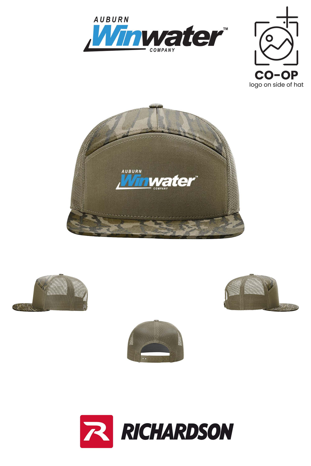 Richardson 168P Printed Seven-Panel Trucker- Auburn Winwater