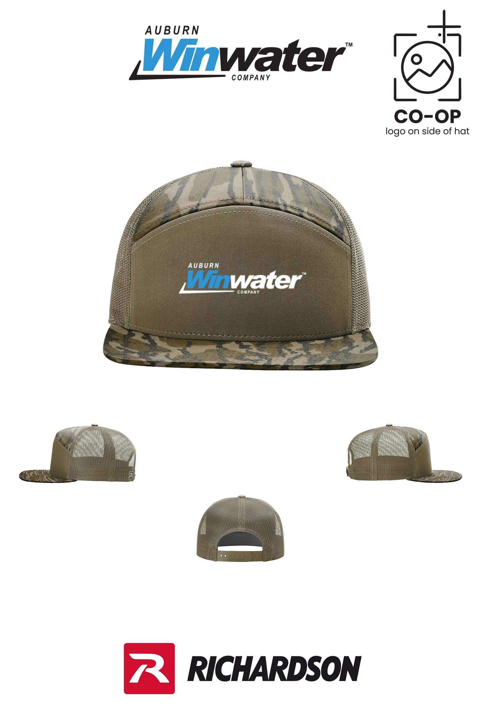 Richardson 168P Printed Seven-Panel Trucker- Auburn Winwater