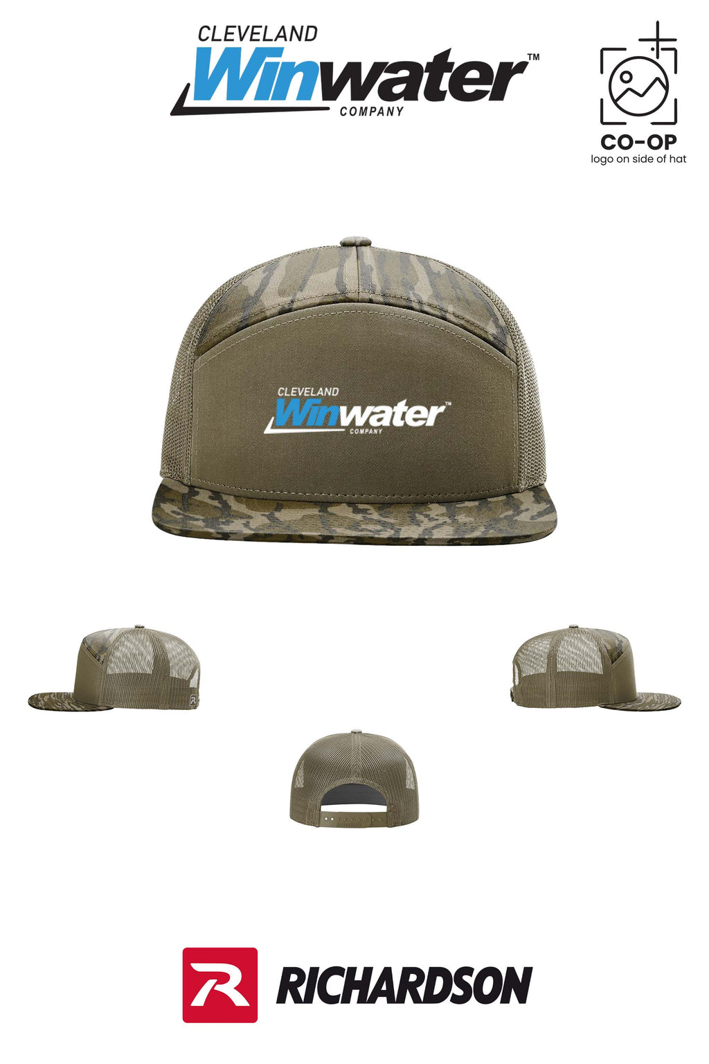 Richardson 168P Printed Seven-Panel Trucker- Winwater of Cleveland