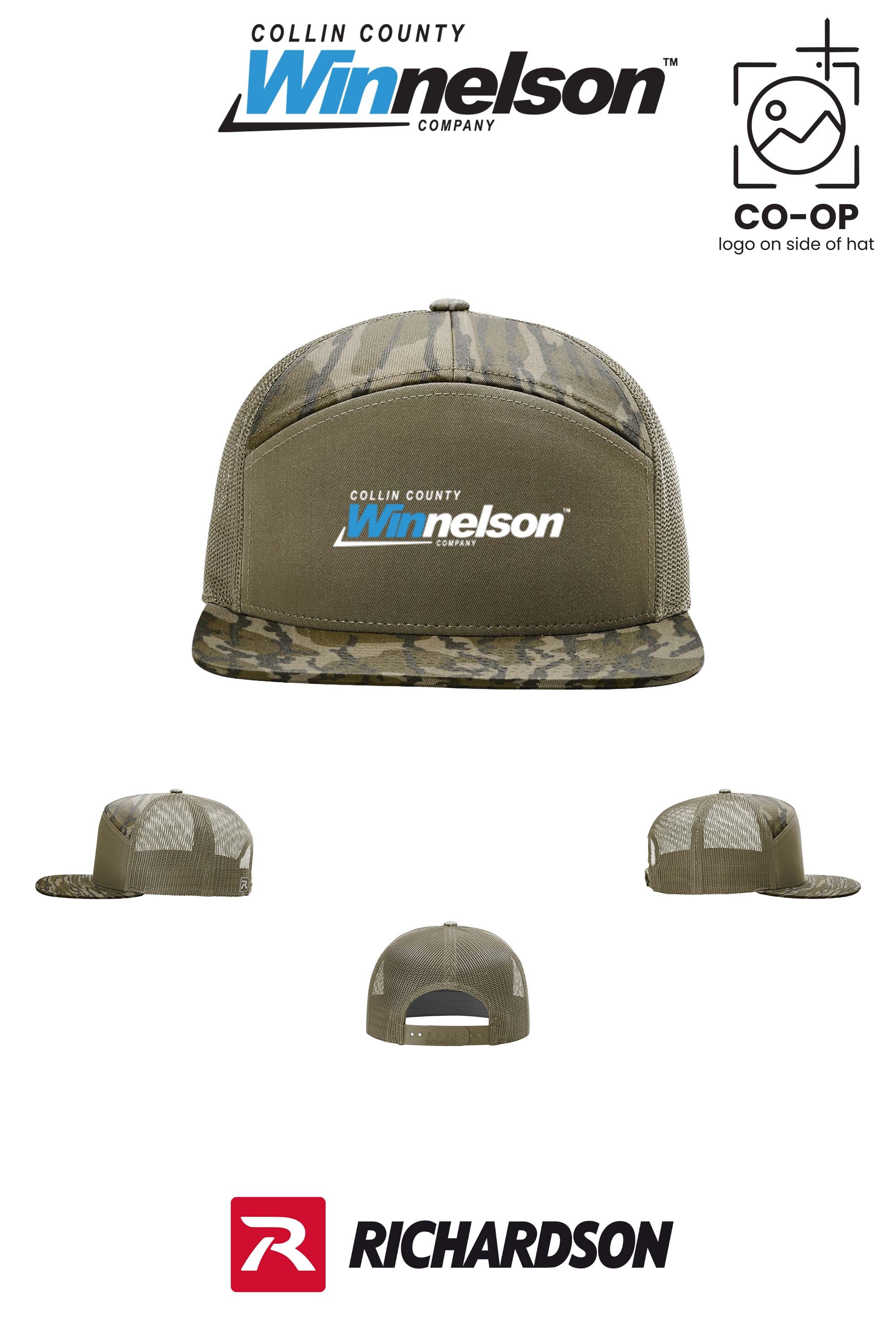 Richardson 168P Printed Seven-Panel Trucker- Collin County Winnelson
