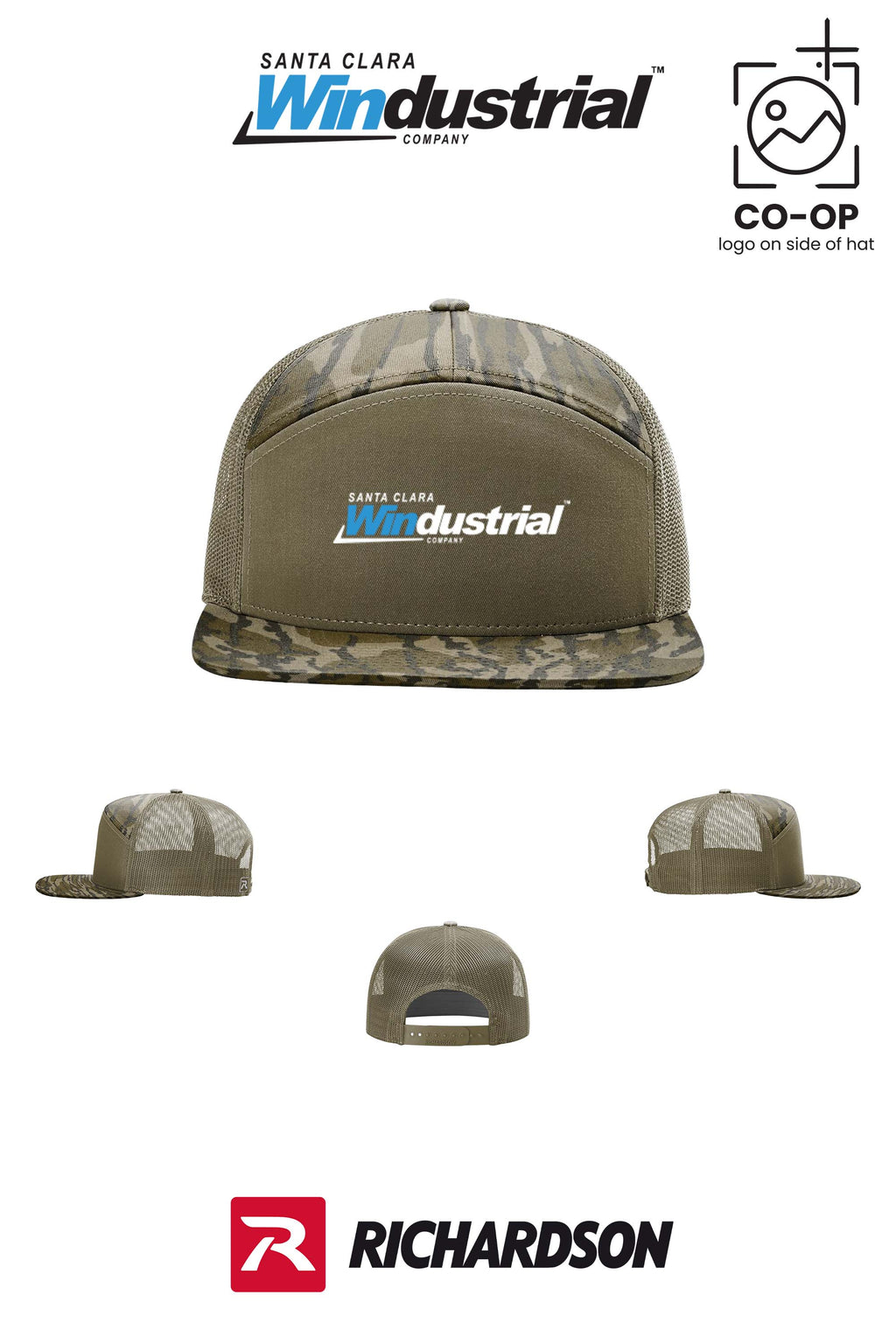 Richardson 168P Printed Seven-Panel Trucker- Santa Clara Windustrial