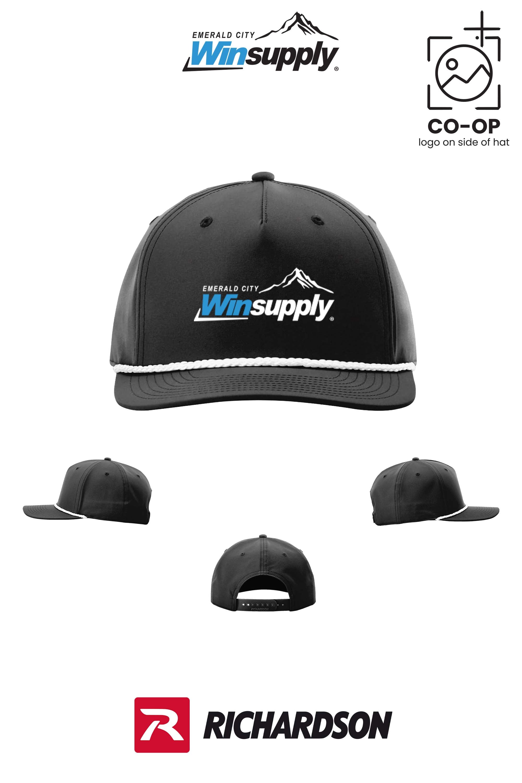 Richardson 258 Five-Panel Classic Rope Cap - Winsupply Emerald City