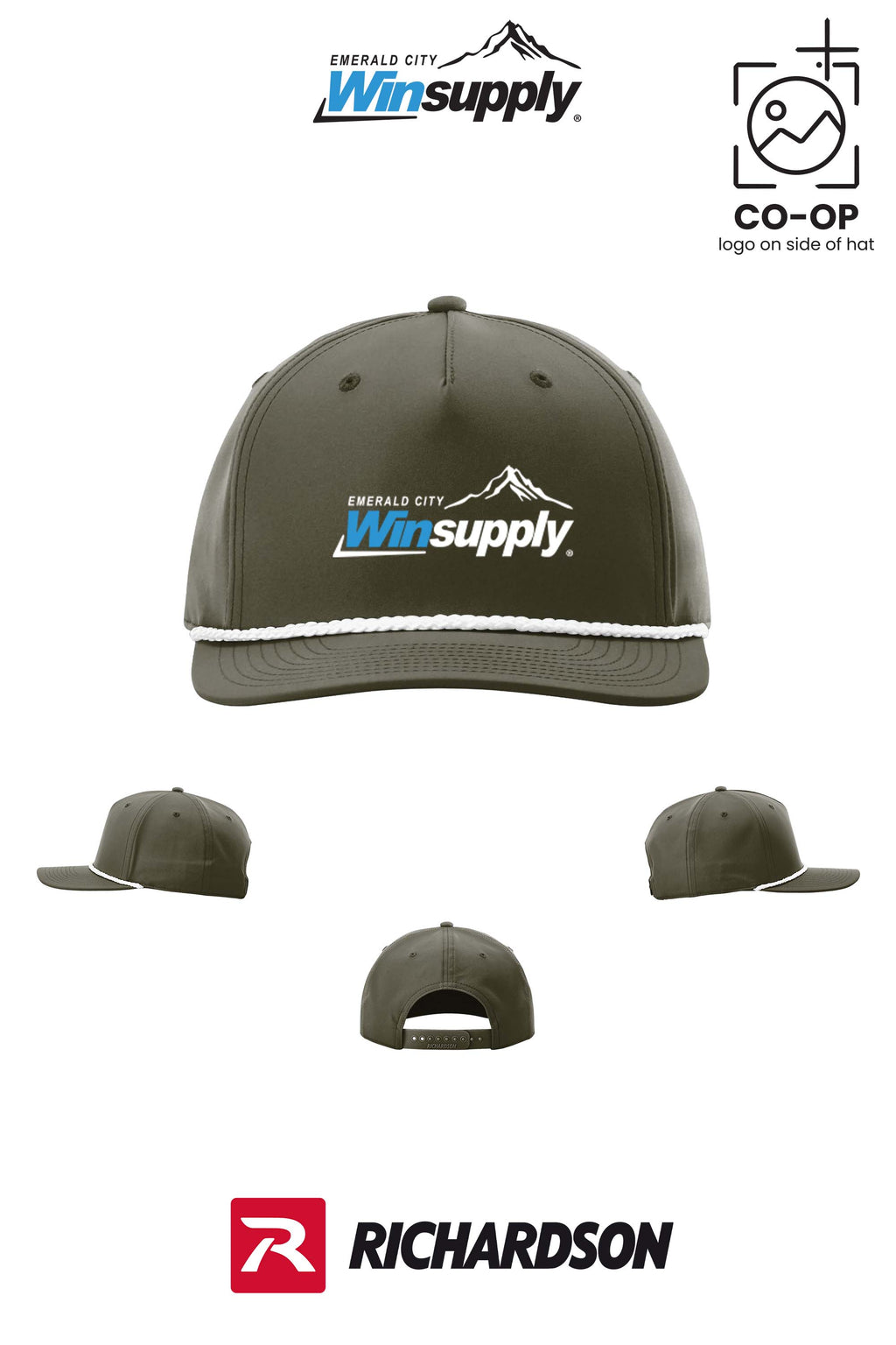 Richardson 258 Five-Panel Classic Rope Cap - Winsupply Emerald City
