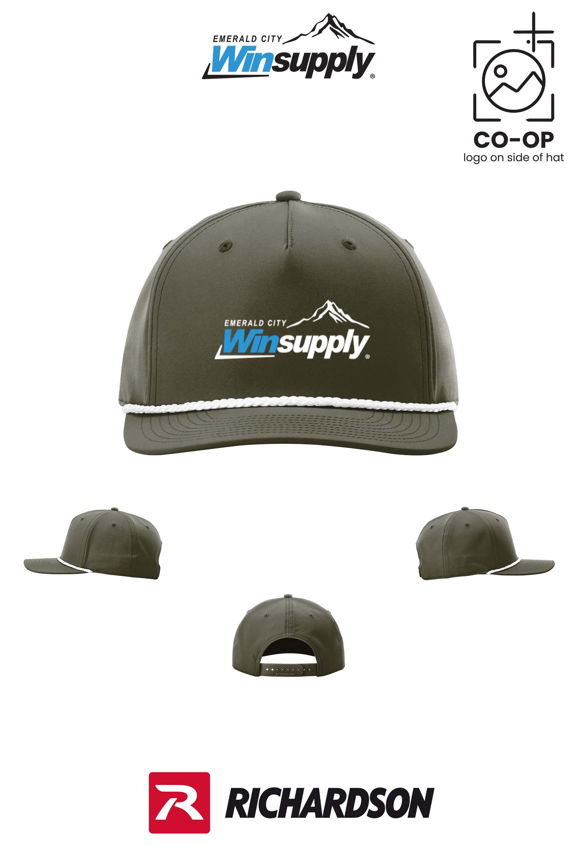 Richardson 258 Five-Panel Classic Rope Cap - Winsupply Emerald City