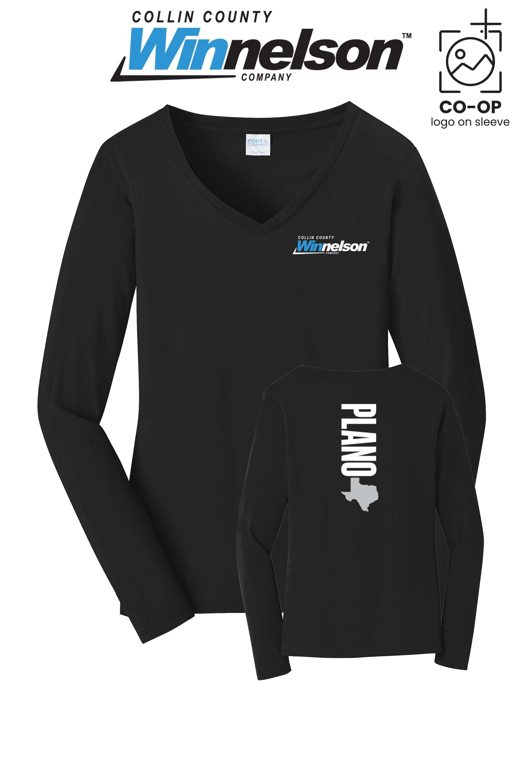 Port & Co™ Womens Long Sleeve Fan Favorite™ V-Neck Tee - Collin County Winnelson