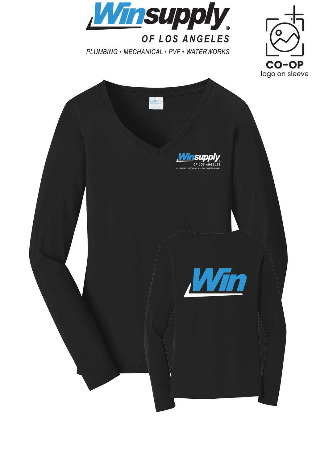 Port & Co™ Womens Long Sleeve Fan Favorite™ V-Neck Tee - Winsupply of Los Angeles