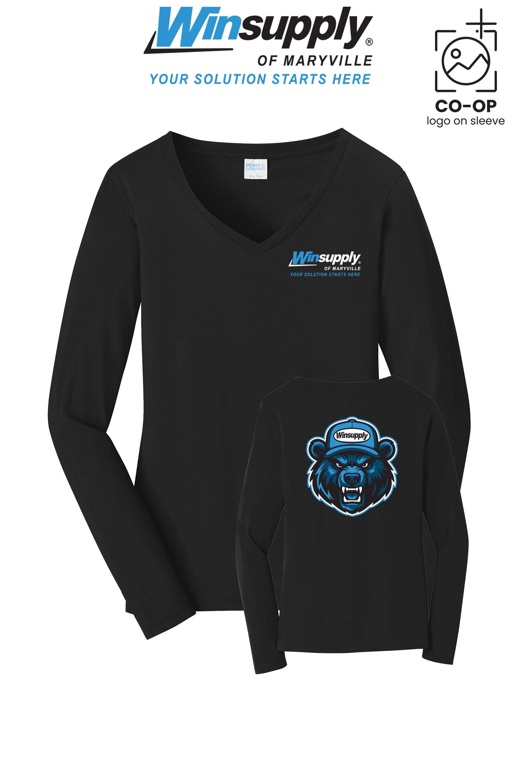 Port & Co™ Womens Long Sleeve Fan Favorite™ V-Neck Tee - Winsupply of Maryville