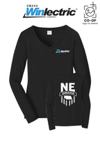 Port & Co™ Womens Long Sleeve Fan Favorite™ V-Neck Tee - Omaha Winlectric