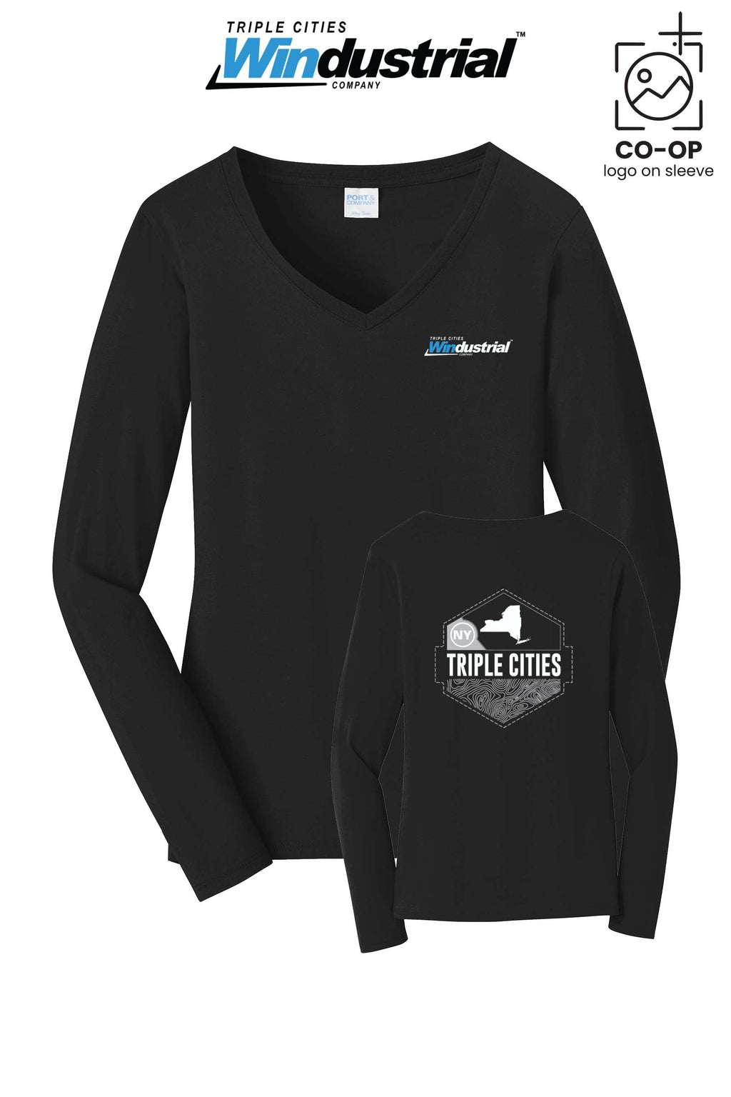 Port & Co™ Womens Long Sleeve Fan Favorite™ V-Neck Tee - Windustrial Triple Cities