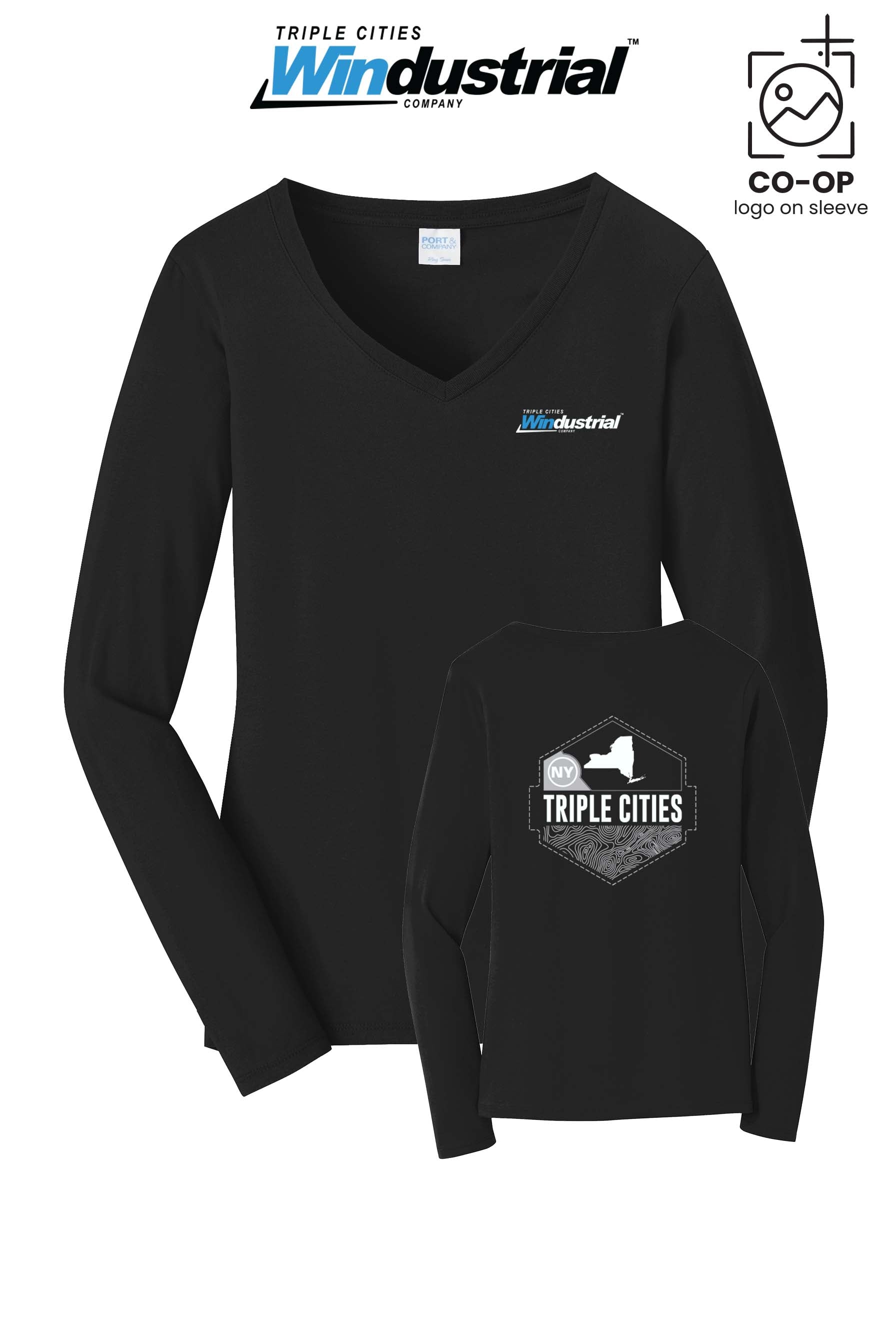 Port & Co™ Womens Long Sleeve Fan Favorite™ V-Neck Tee - Windustrial Triple Cities