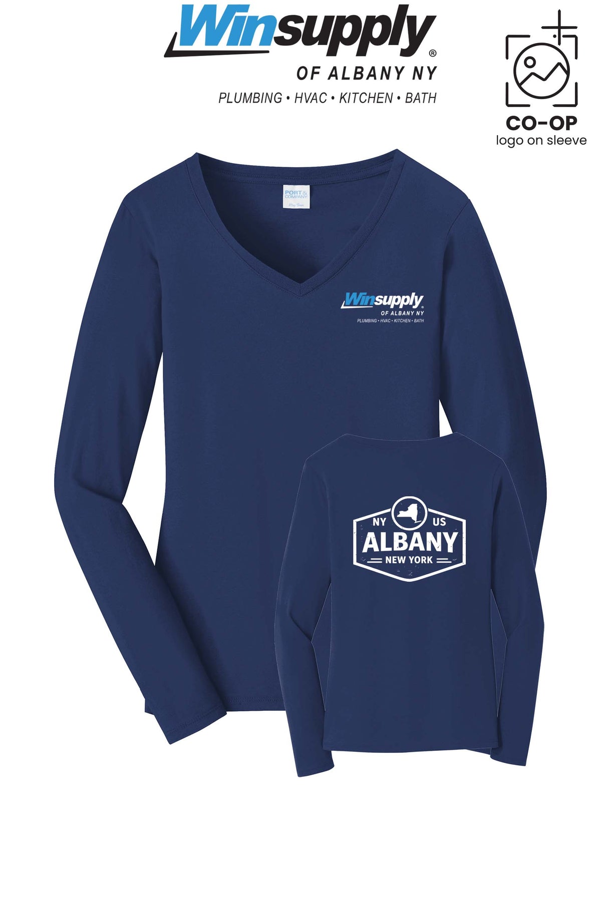 Port & Co™ Womens Long Sleeve Fan Favorite™ V-Neck Tee - Winsupply of Albany NY