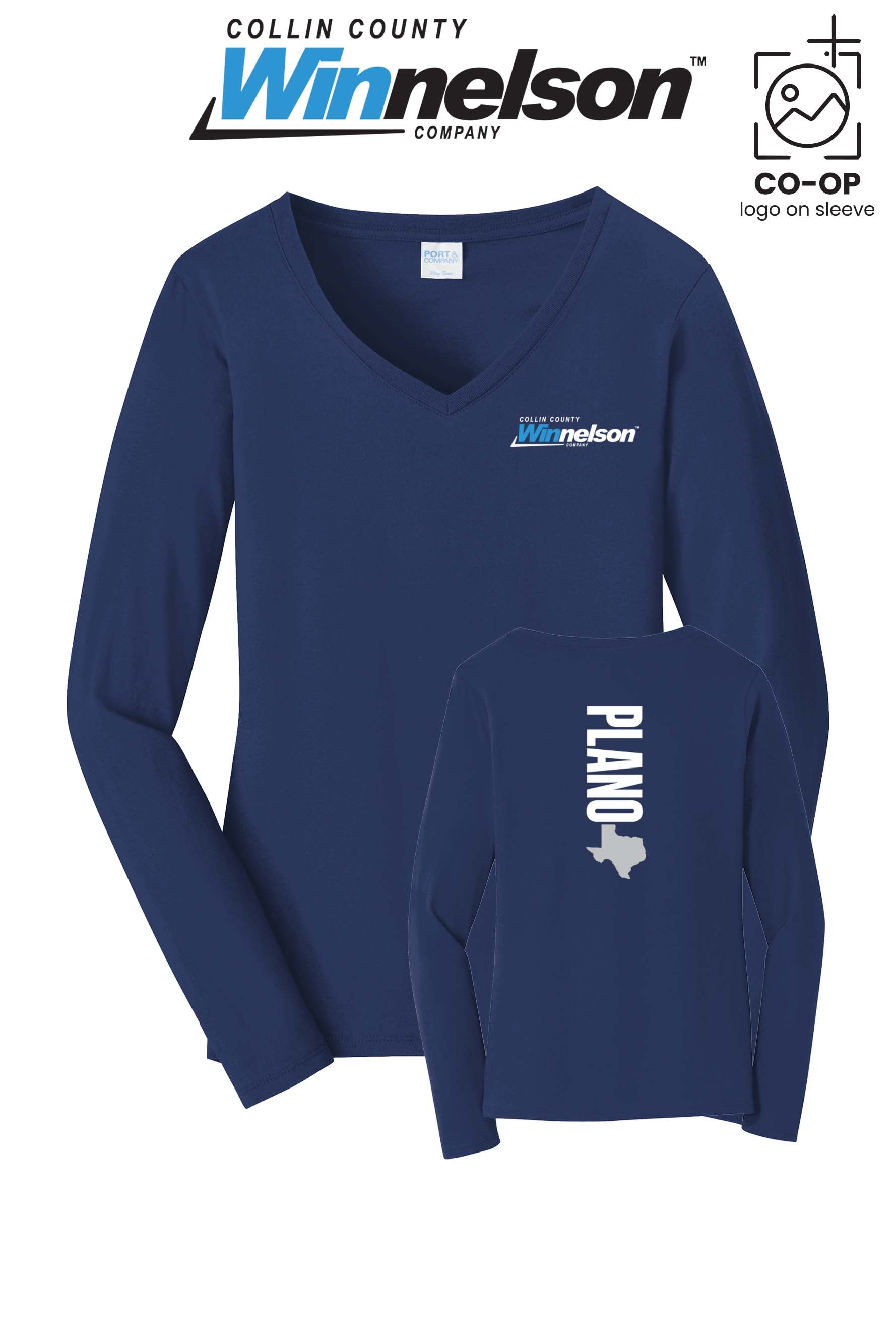 Port & Co™ Womens Long Sleeve Fan Favorite™ V-Neck Tee - Collin County Winnelson